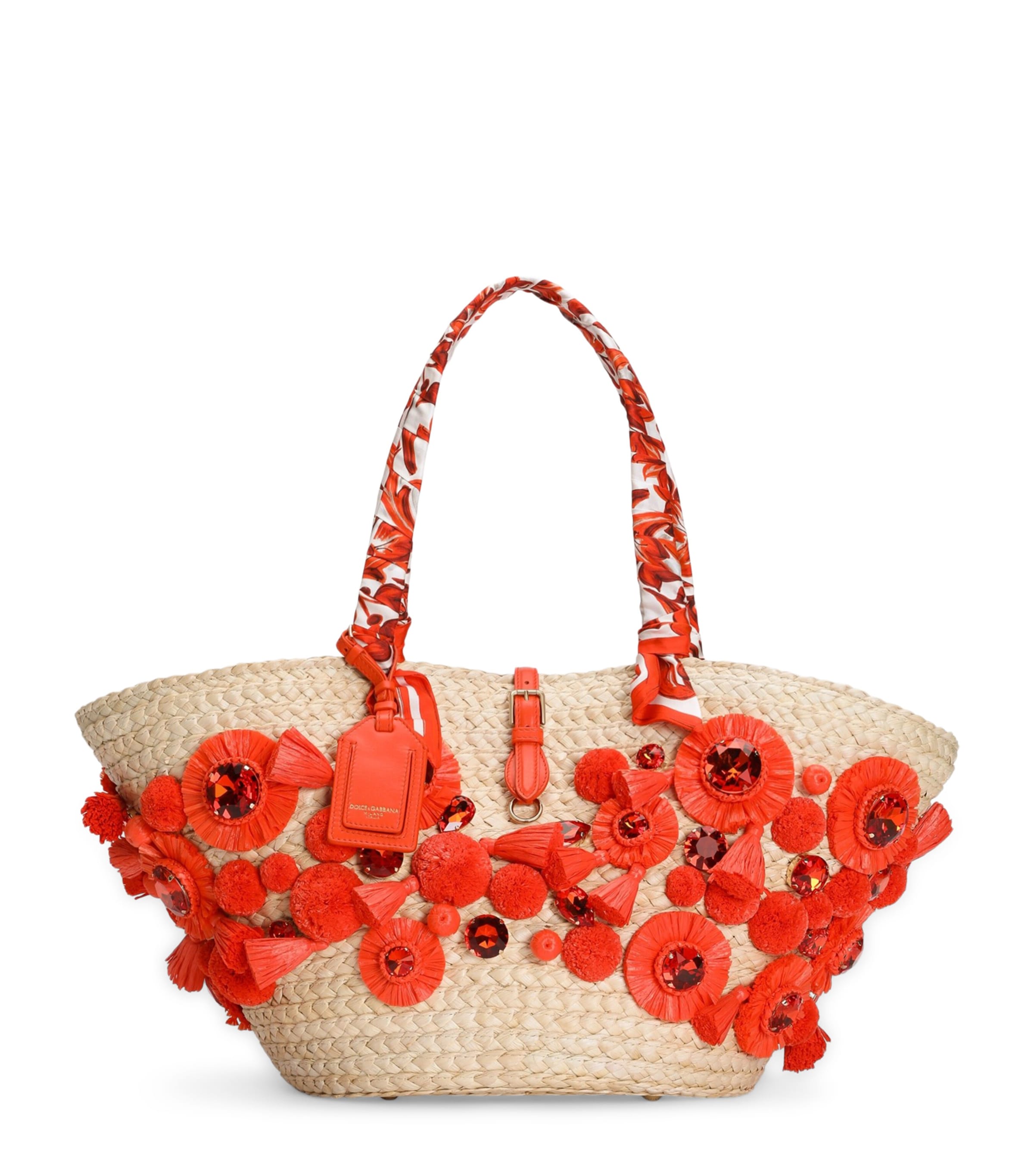 Dolce&Gabbana Raffia Coffa Capri Tote Bag Maiolica Ora