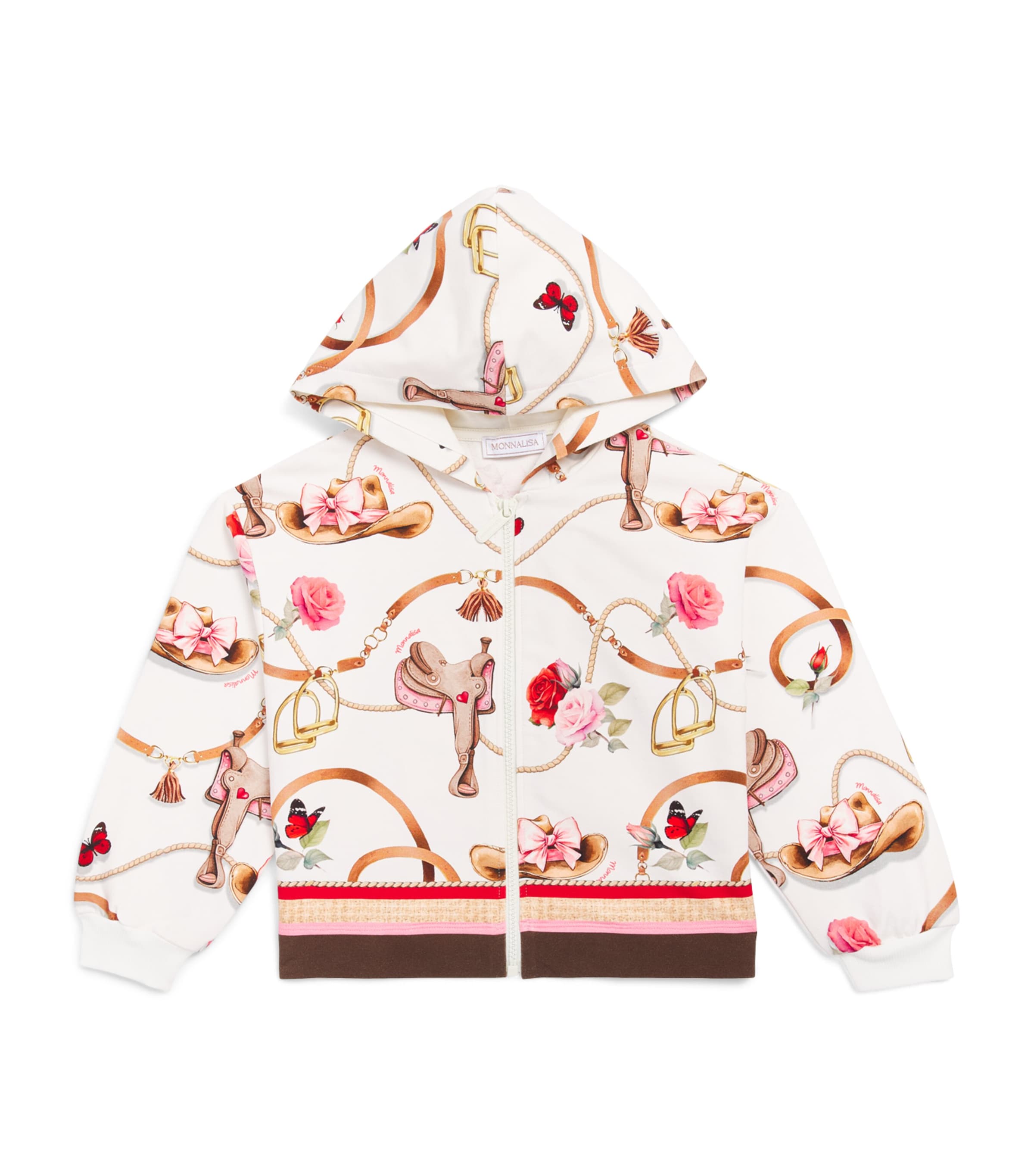 Monnalisa Stretch-Cotton Printed Hoodie (2-12 Years) Gardenia