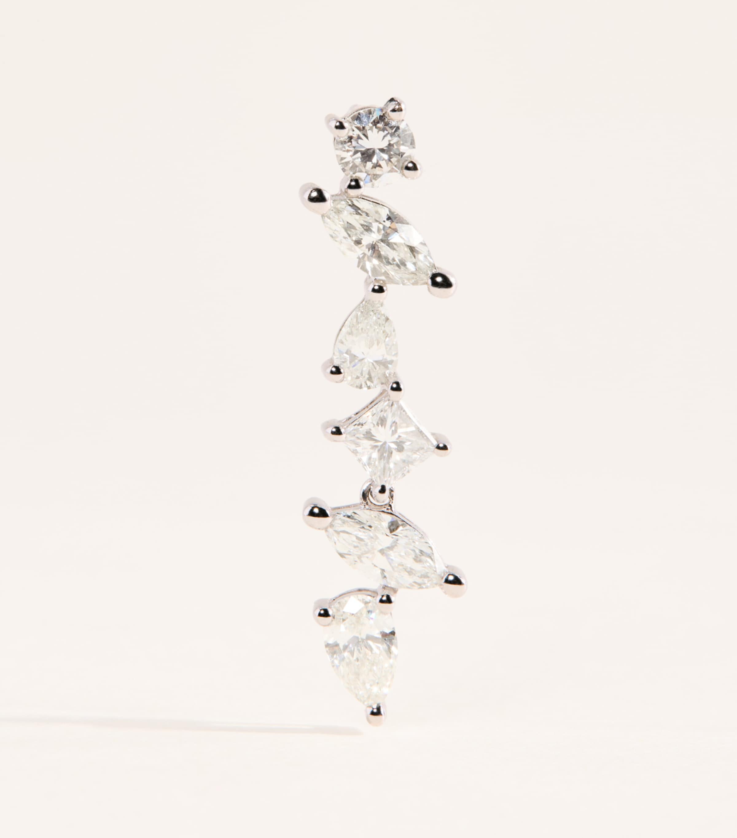 Rosa de la Cruz White Gold and Diamond Cascade C Single Earring White Gold