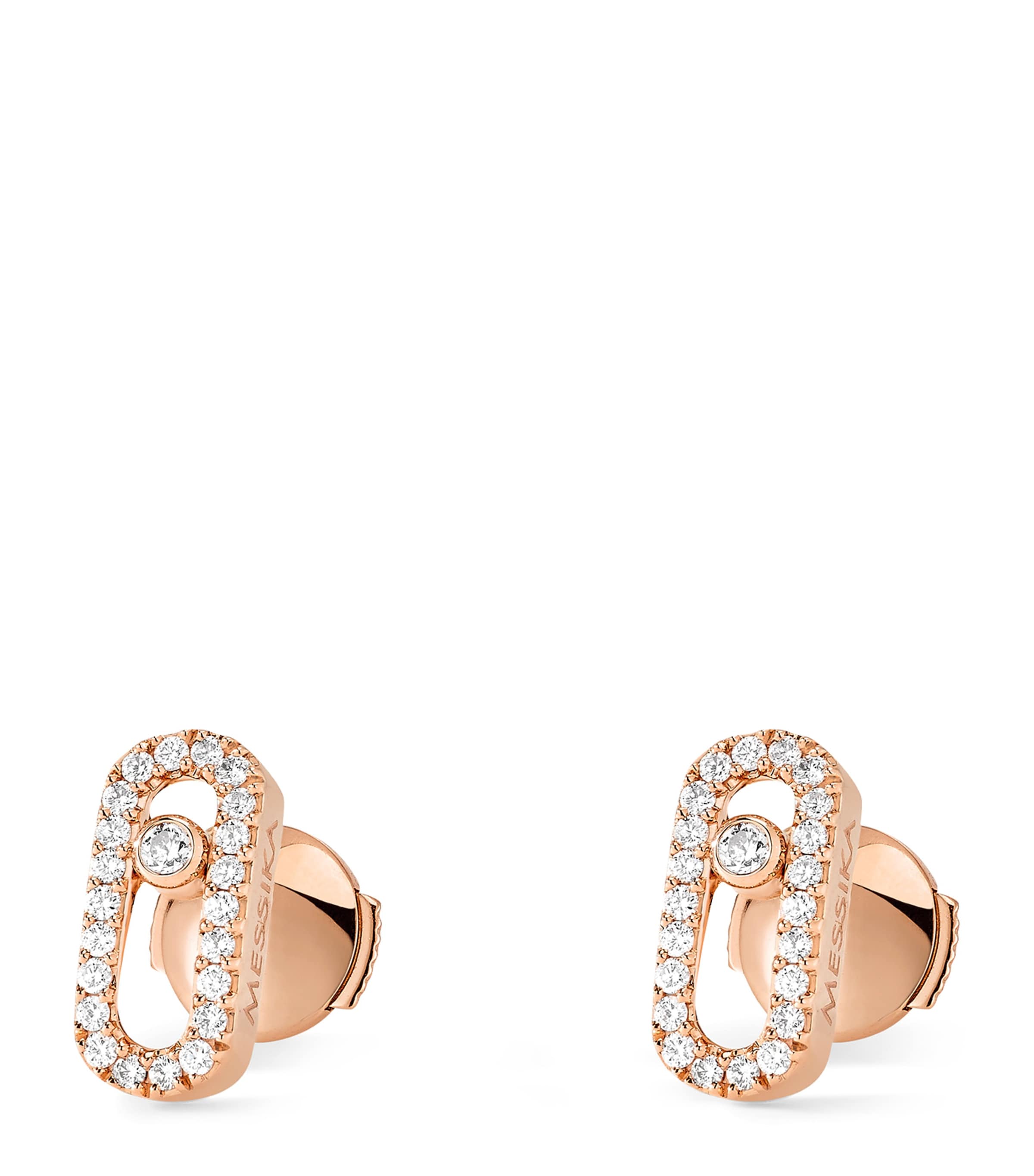 Rose Gold and Diamond Move Uno Stud Earrings