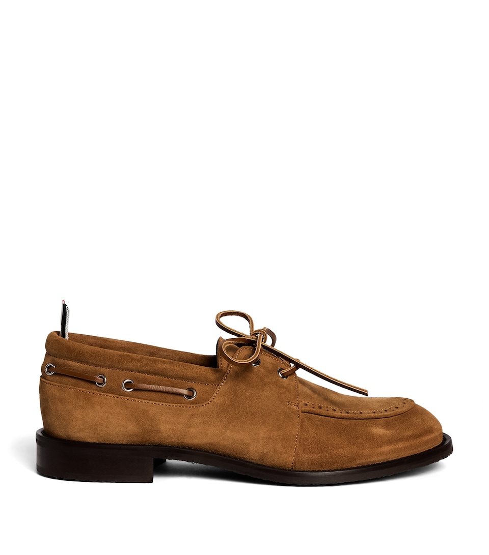 Thom Browne Suede Boat Shoes Caramel