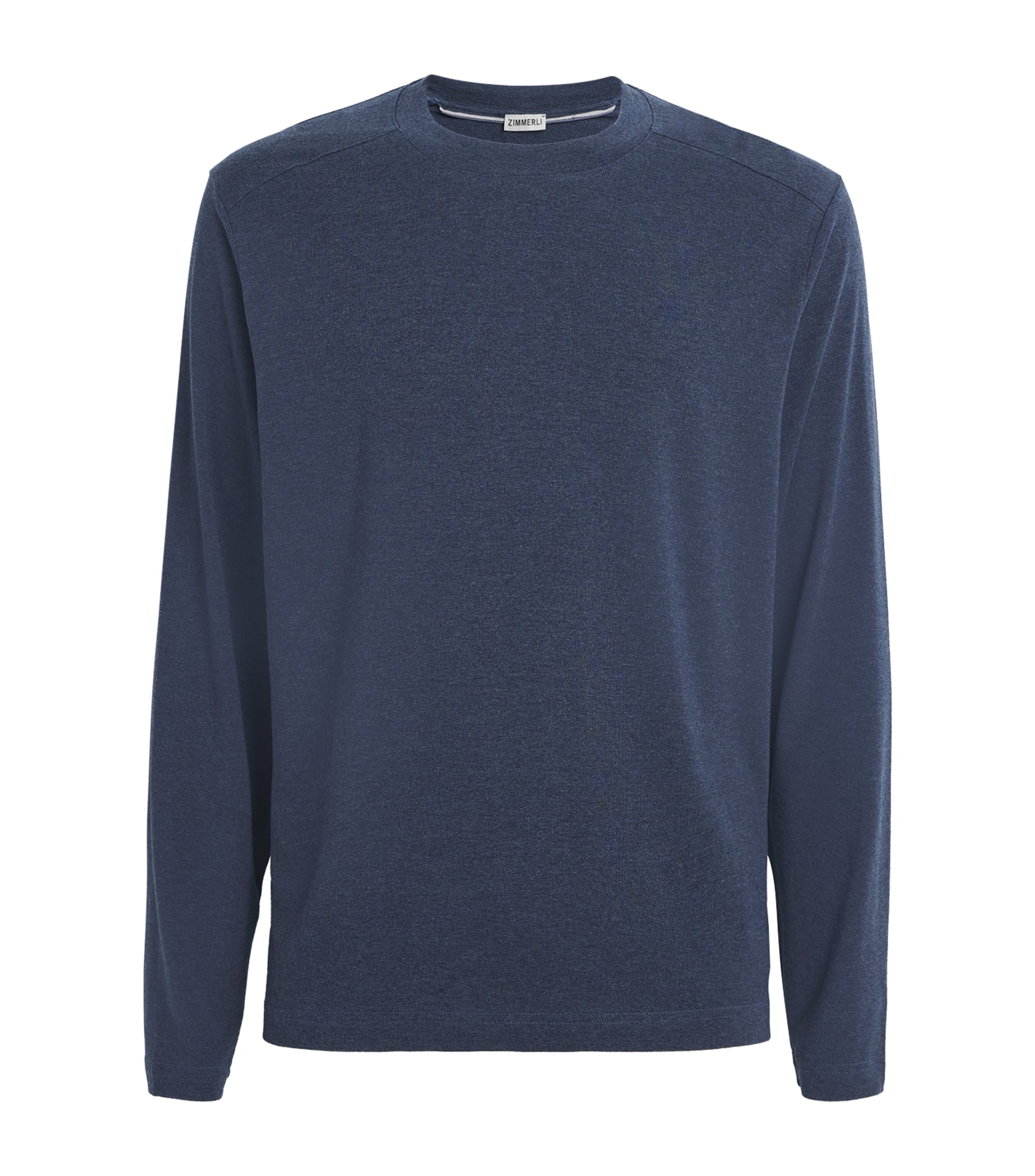 Zimmerli Mens Lyocell-Blend Soft Lounge Long-Sleeve T-Shirt Blue Melange