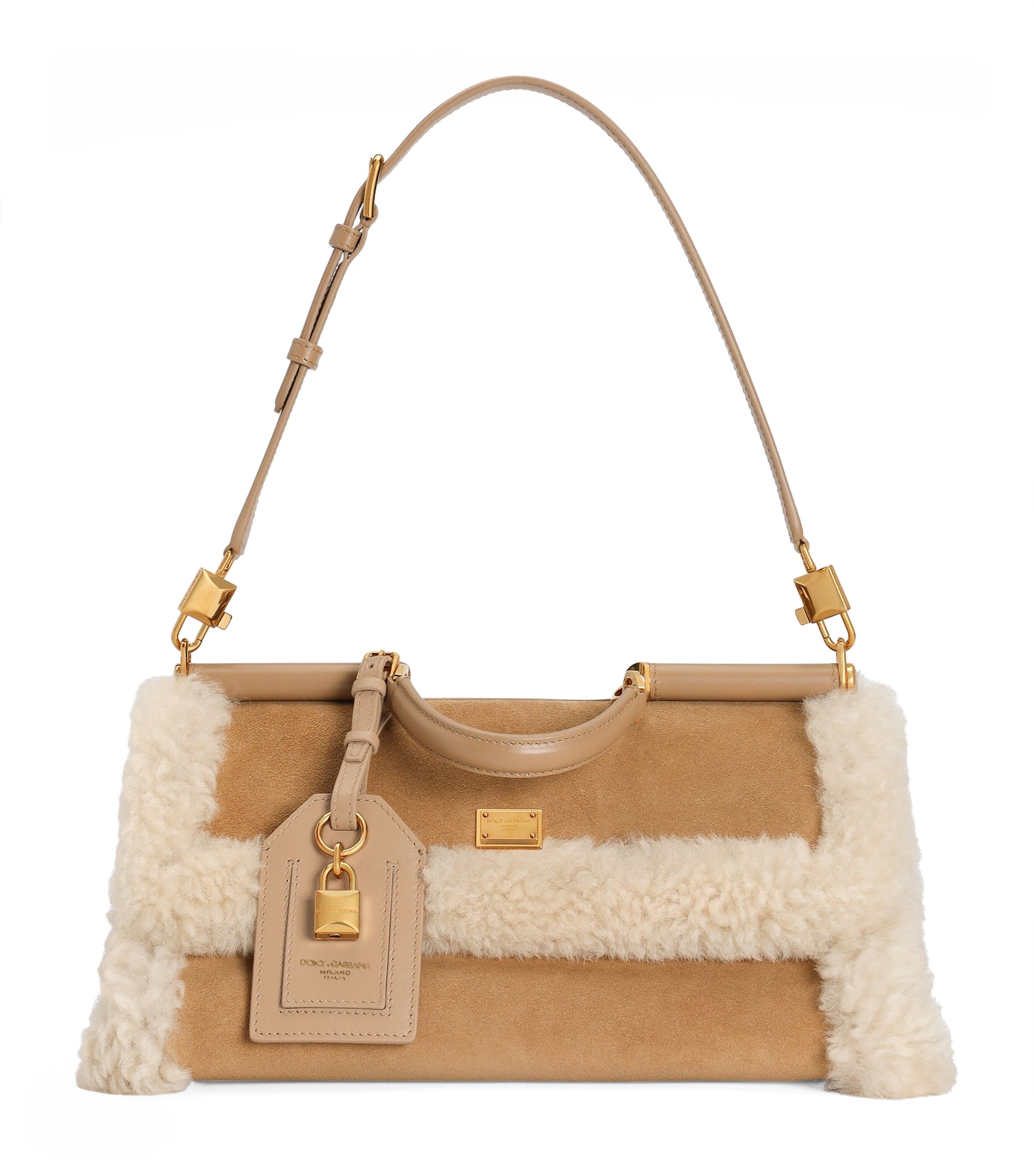 Calfskin Fur-Trim My Sicily Top-Handle Bag