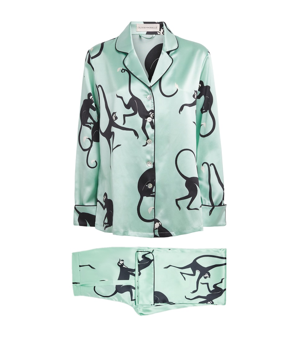 Silk Monkey Print Lila Pyjama Set