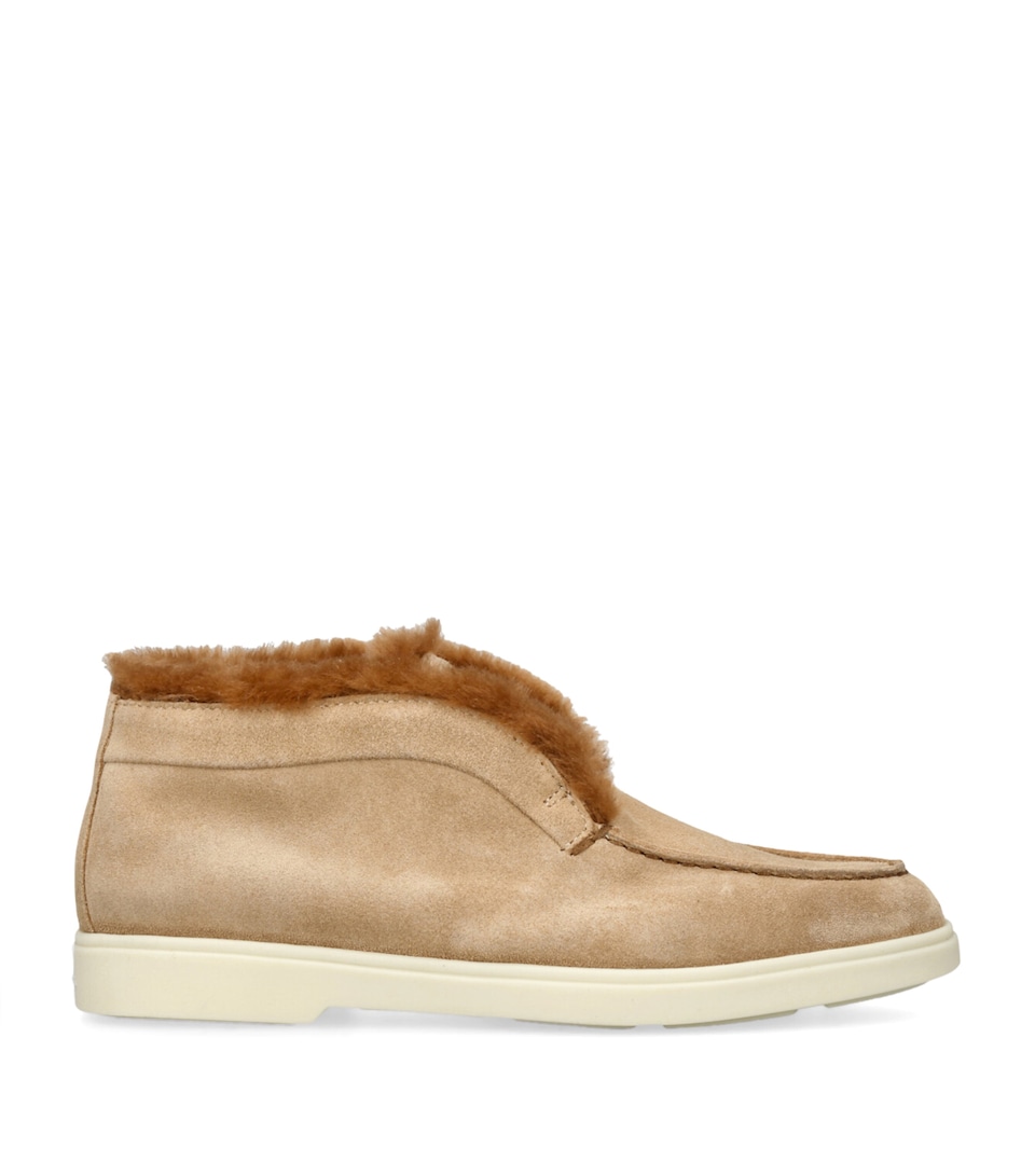 Santoni Suede Fortune Ankle Boots Camel