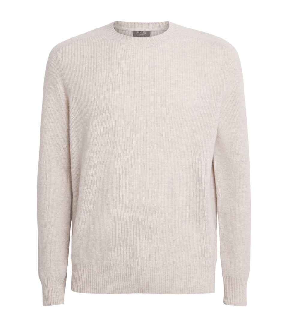 N.Peal Mens Organic Cashmere Sweater Pebble Greyorg