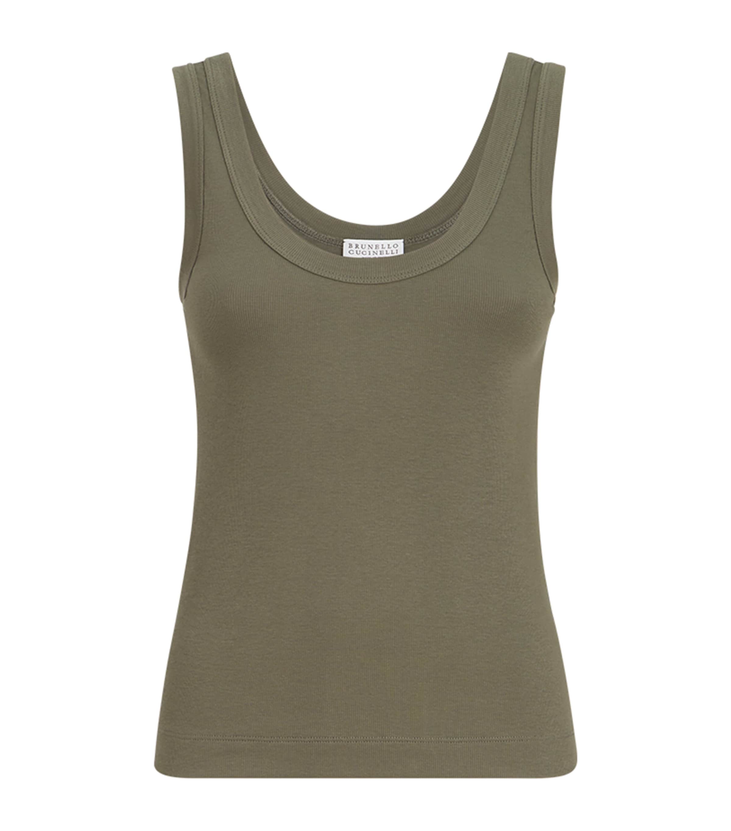 Brunello Cucinelli Womens Stretch-Cotton Tank Top