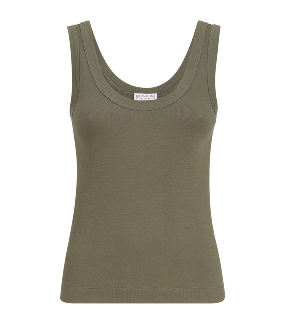 Brunello Cucinelli Womens Stretch-Cotton Tank Top