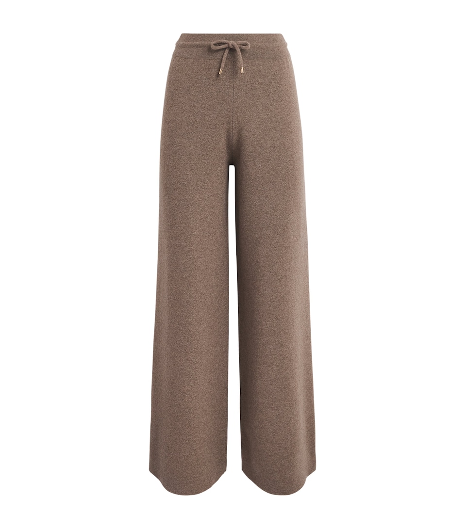 Agnona Womens Cashmere-Wool-Silk Wide-Leg Trousers Brown Mocha