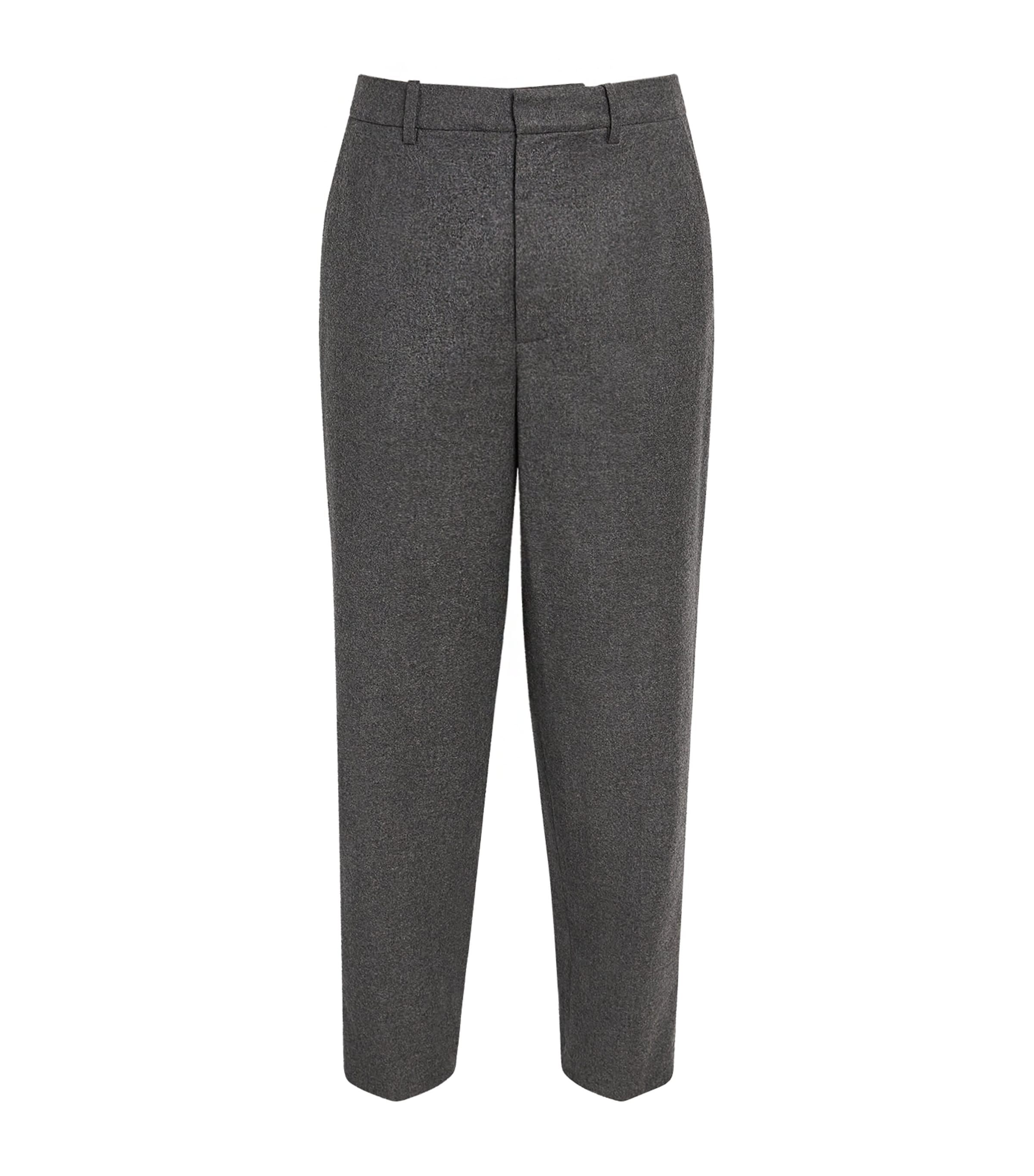 Yves Salomon Mens Virgin Wool Pleated Trousers Anthracite