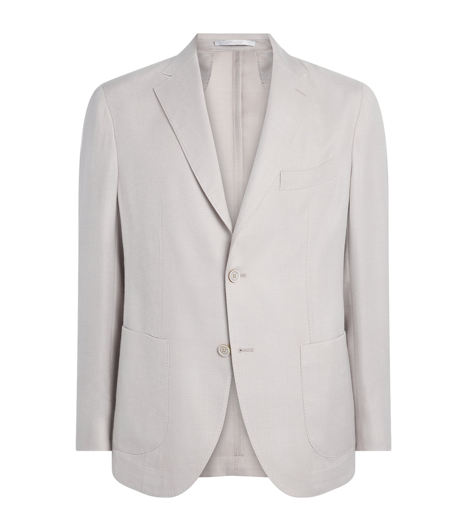 Eleventy Mens Cashmere-Silk Single-Breasted Blazer Sabbia