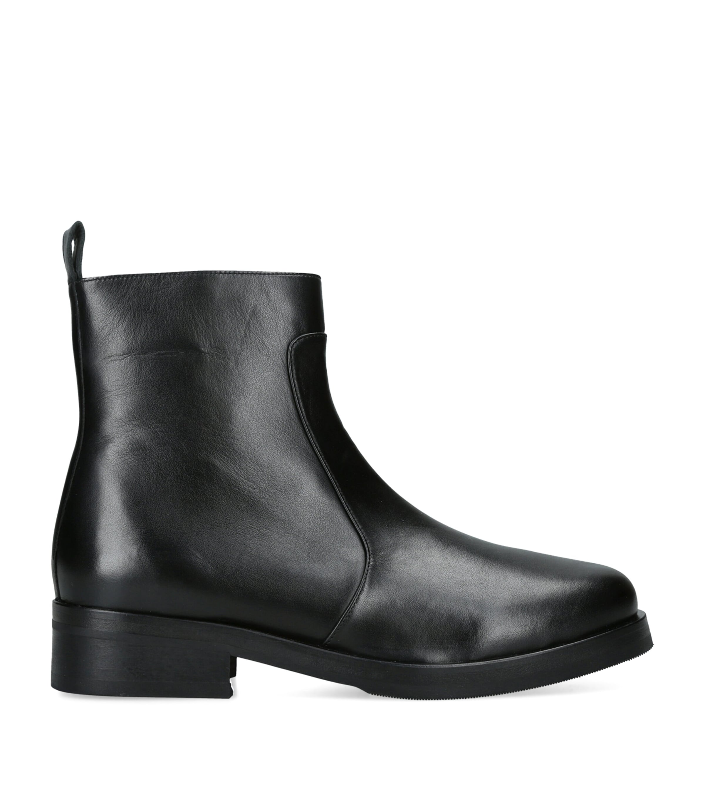 Studio Nicholson Leather Square-Toe Ankle Boots Black