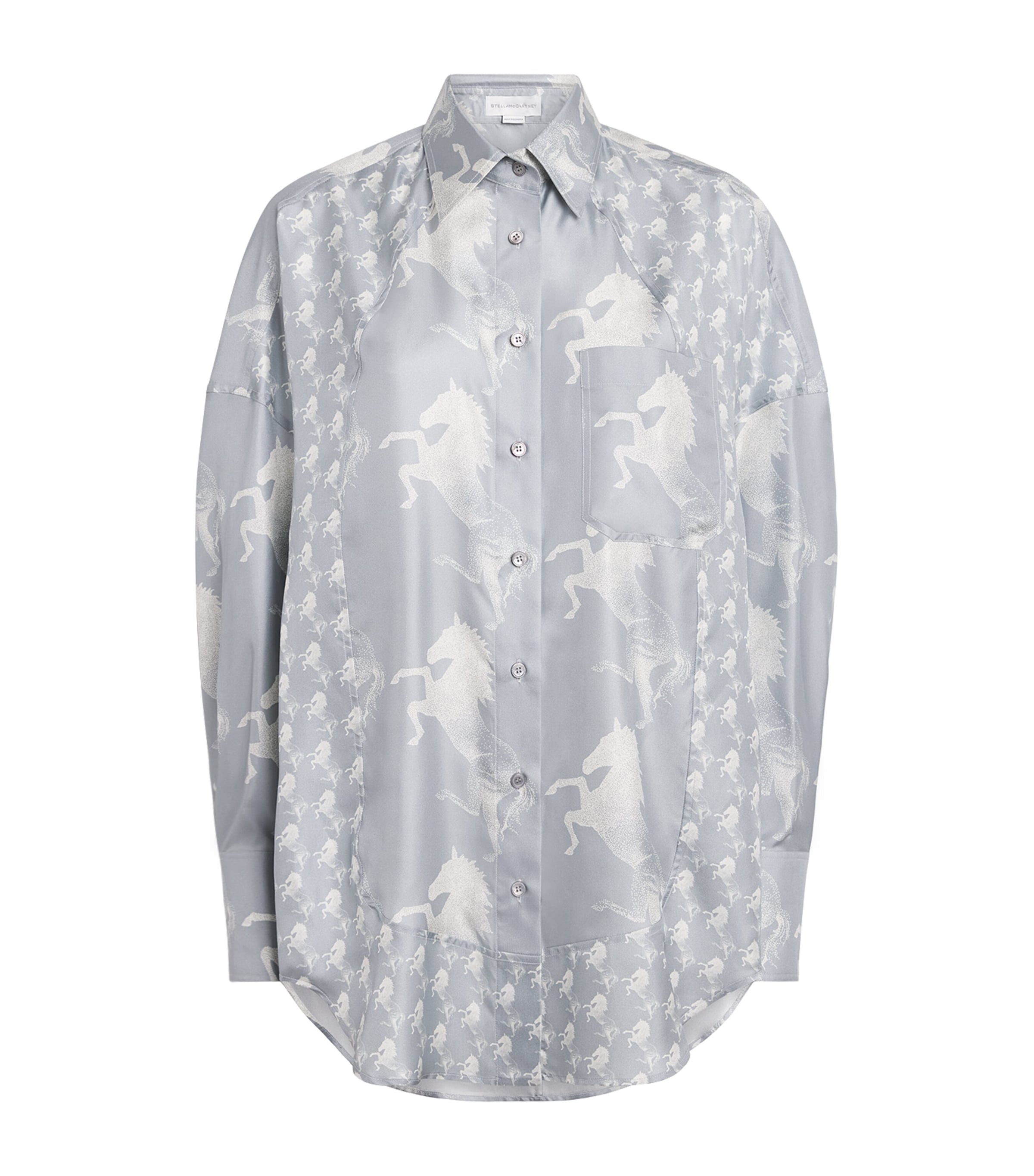 Stella McCartney Womens Silk Unicorn Shirt Blue/cream