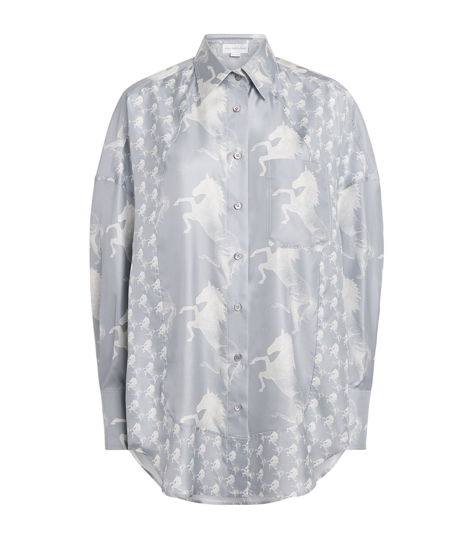 Stella McCartney Womens Silk Unicorn Shirt Blue/cream