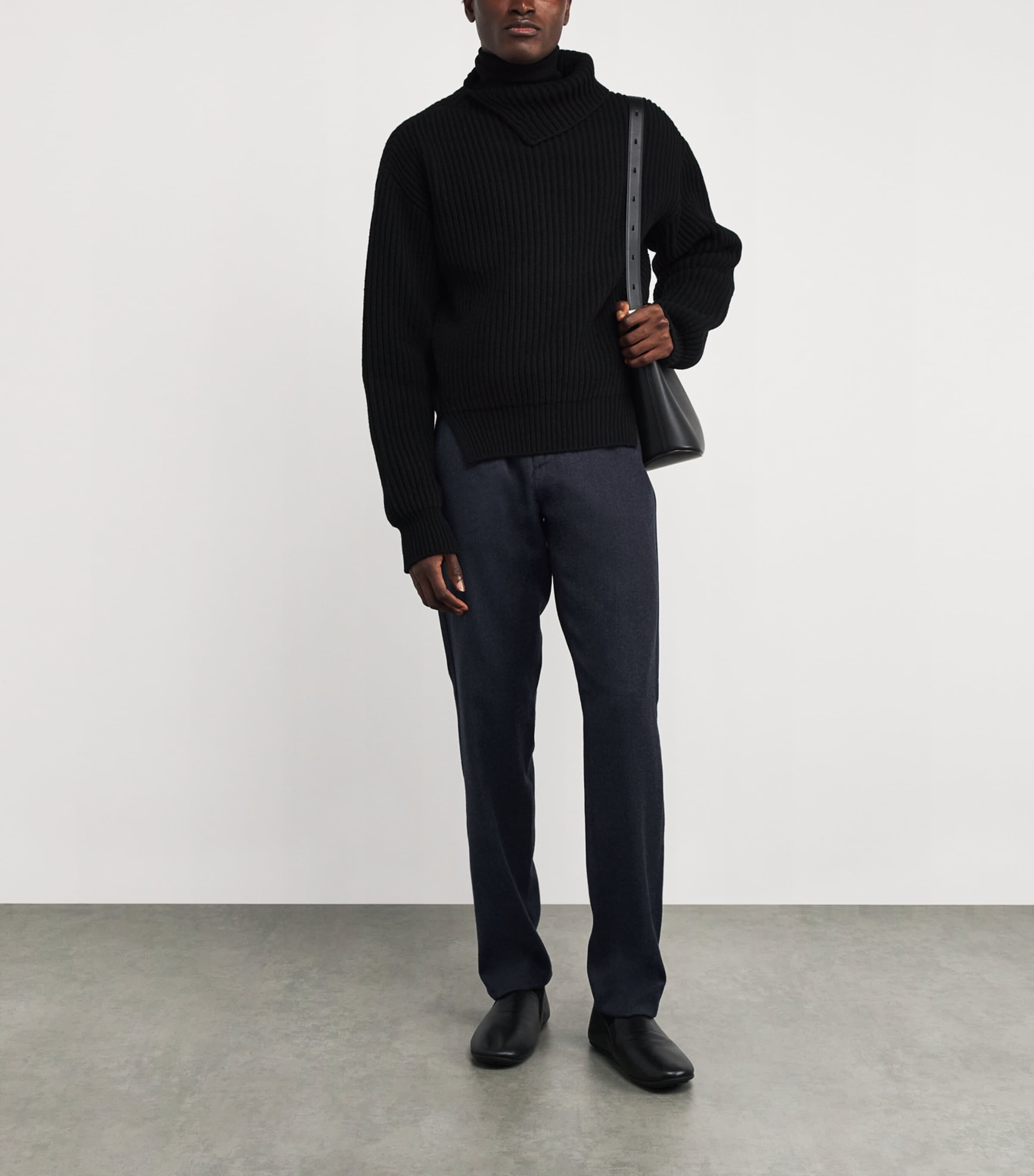 Wool Drawstring Straight Trousers