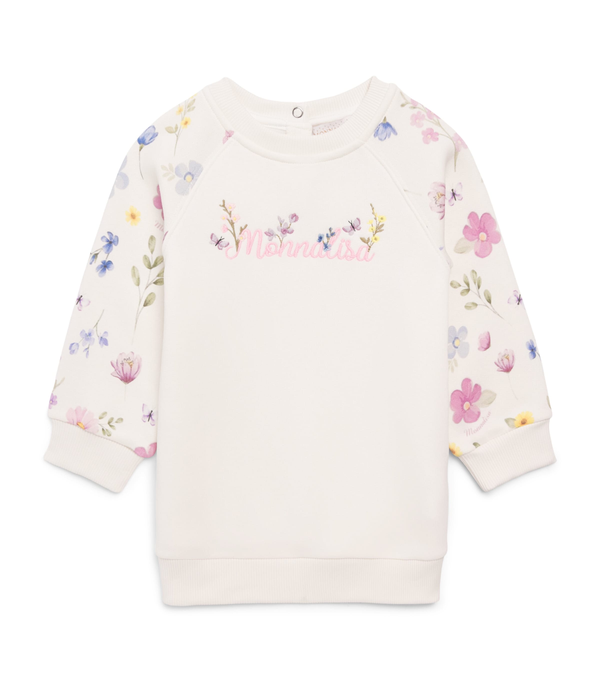 Monnalisa Embroidered Logo Dress (6 Months - 6 Years) Gardenia