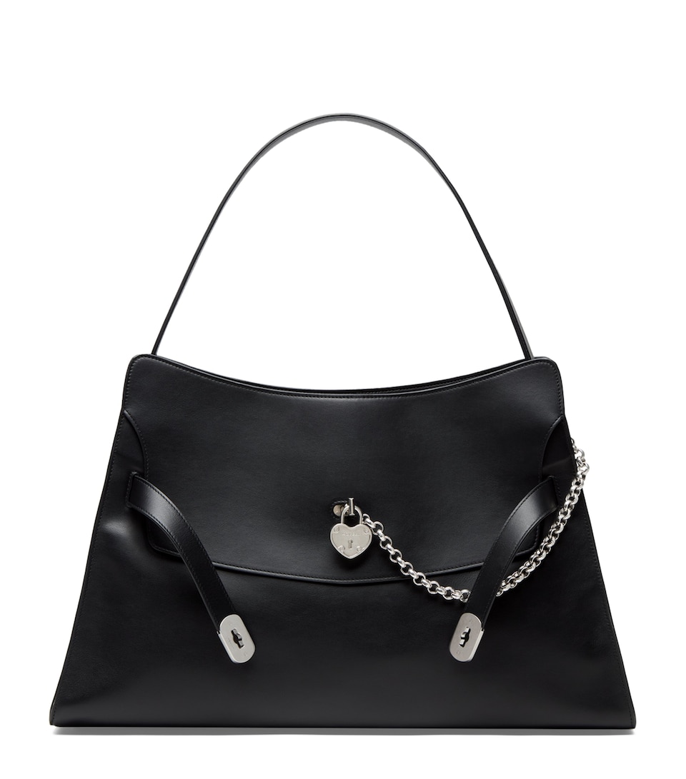 McQueen Maxi Calfskin Locke Top-Handle Bag