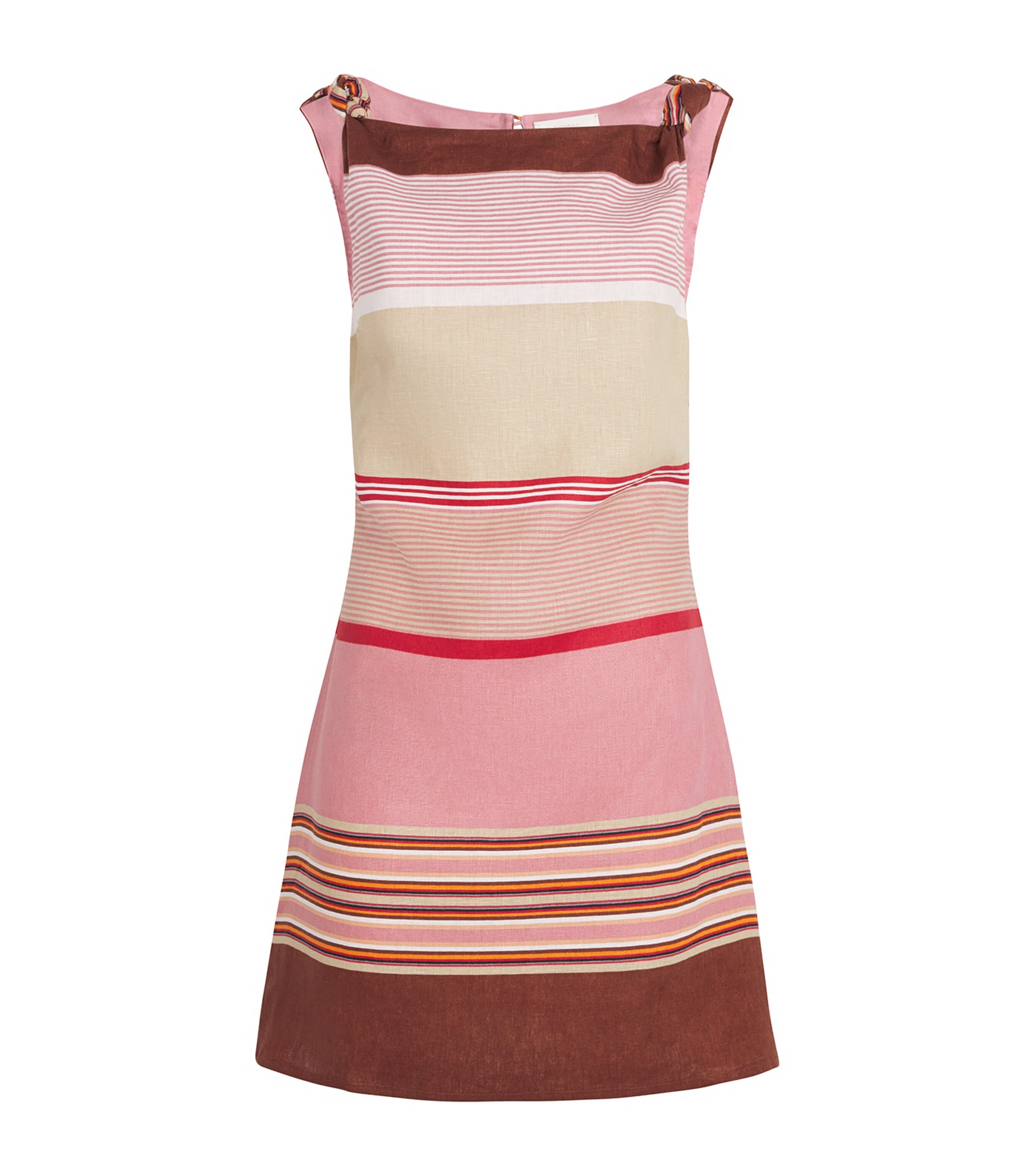 Linen Stripe Floral Mini Dress
