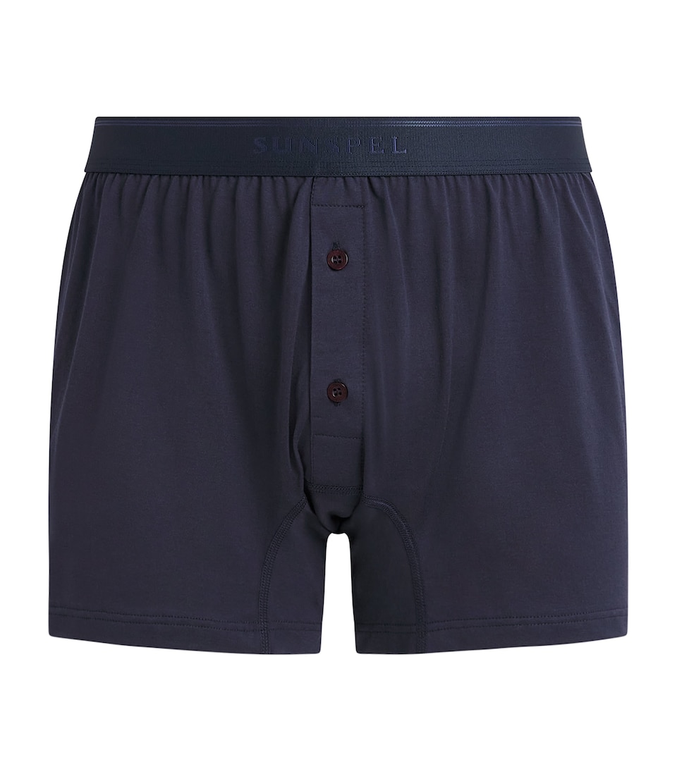 Sunspel Mens Superfine Cotton Boxer Shorts Buaa Navy