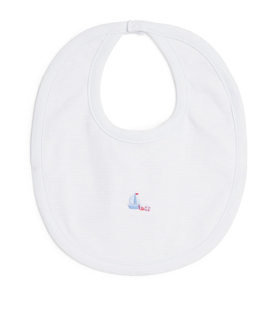 Kissy Kissy Pima Cotton Embroidered Bib Blue