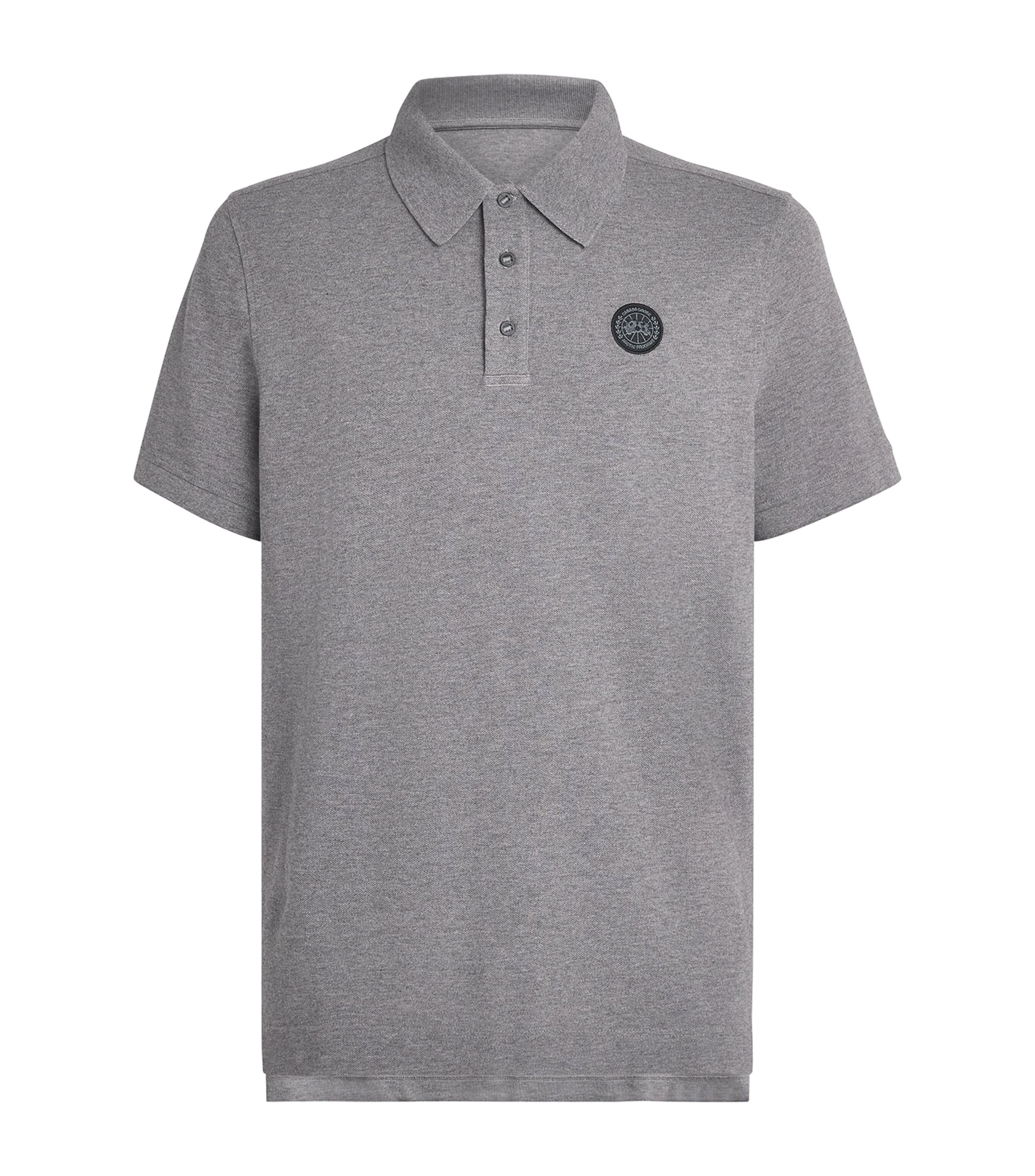 Canada Goose Mens Organic Cotton Beckley Black Disc Polo Shirt Stone Heather
