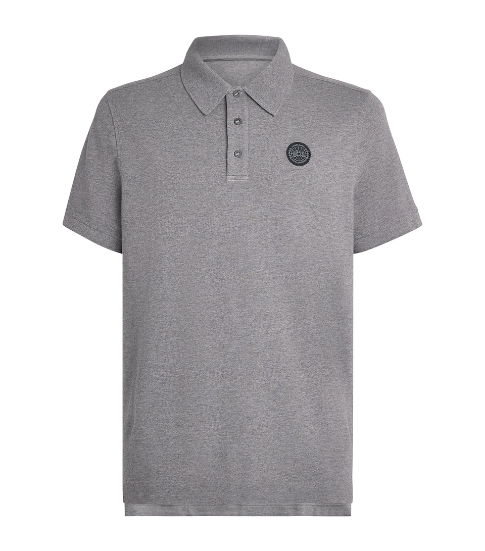 Canada Goose Mens Organic Cotton Beckley Black Disc Polo Shirt Stone Heather