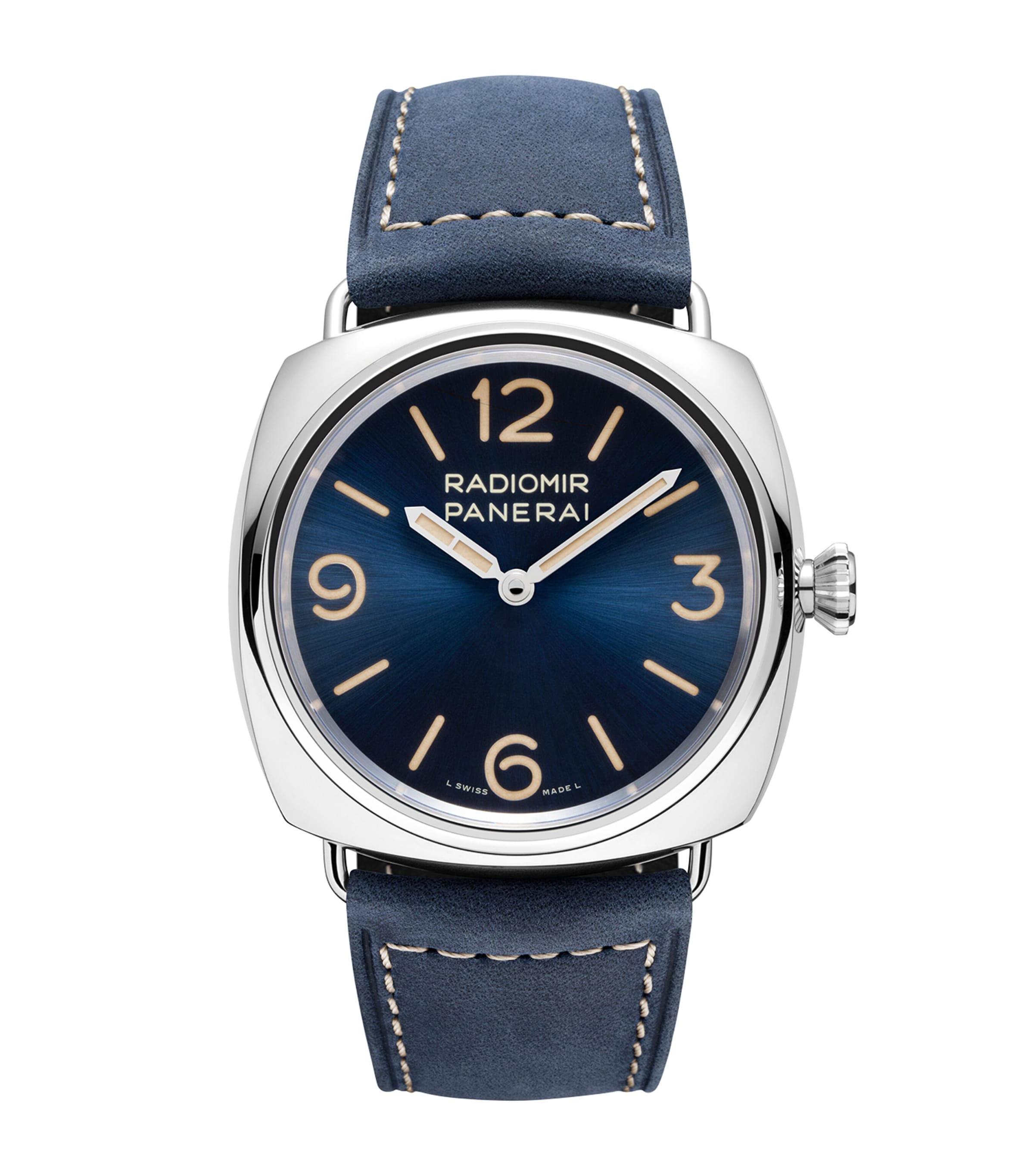 Panerai Stainless Steel and Calf Leather Radiomir Officne Watch 45mm Blue