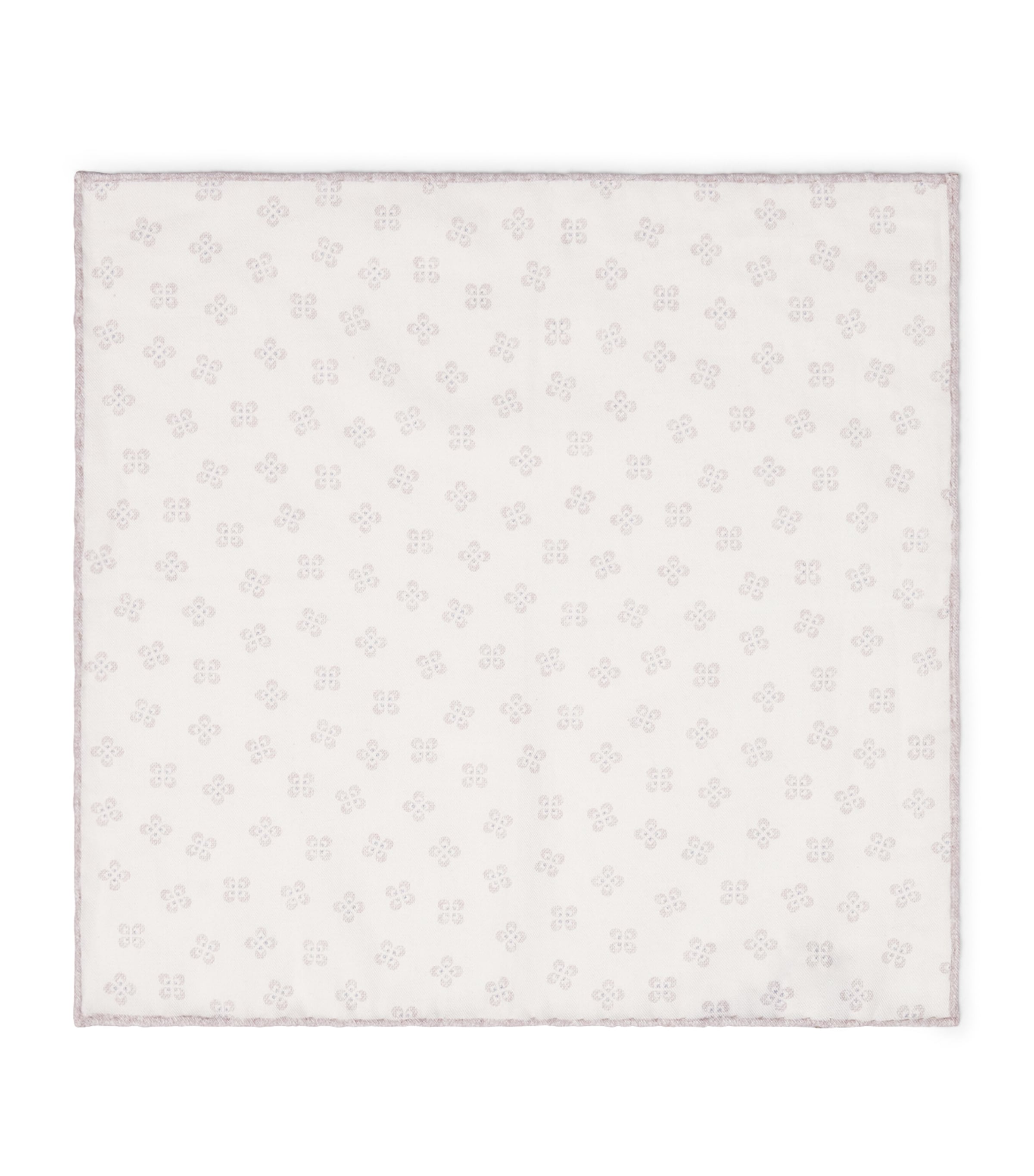 Eleventy Cotton-Wool Printed Pocket Square Avorio E Cipria