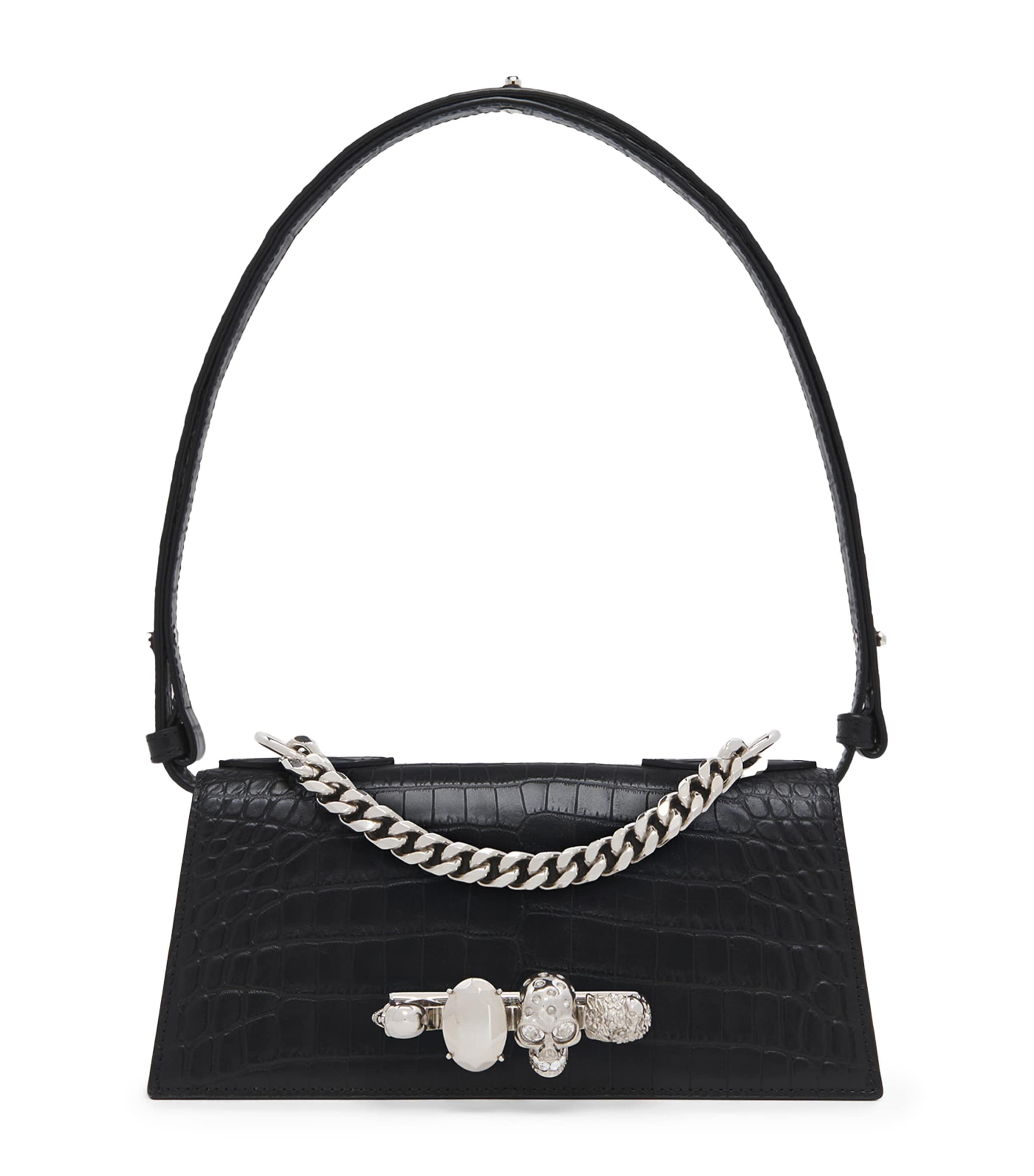Leather Skull Four-Ring Top-Handle Bag