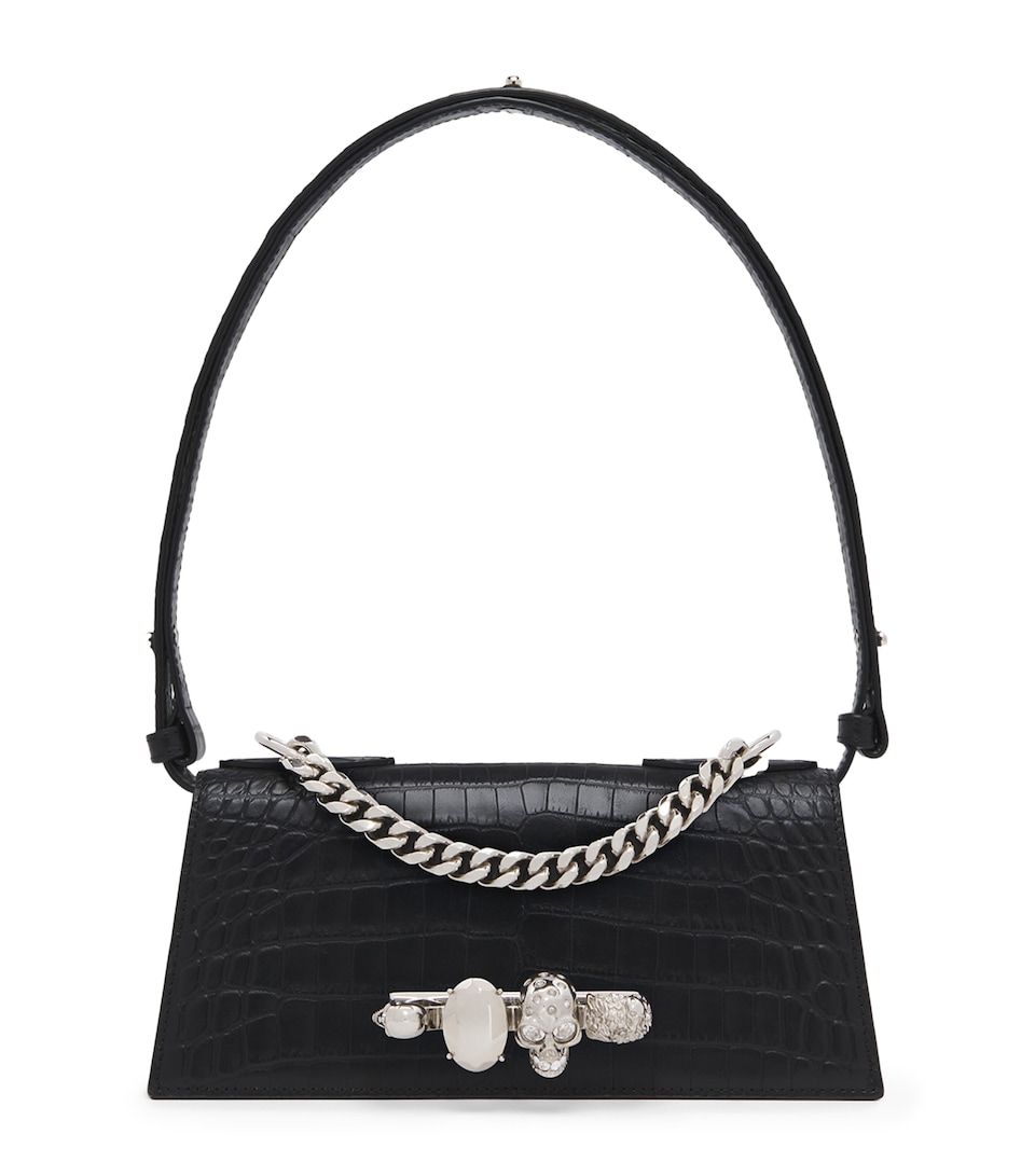 Leather Skull Four-Ring Top-Handle Bag