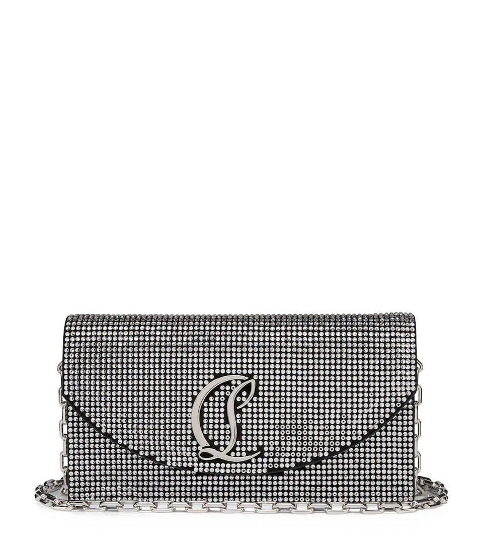 Loubi54 Leather Rhinestone Clutch Bag
