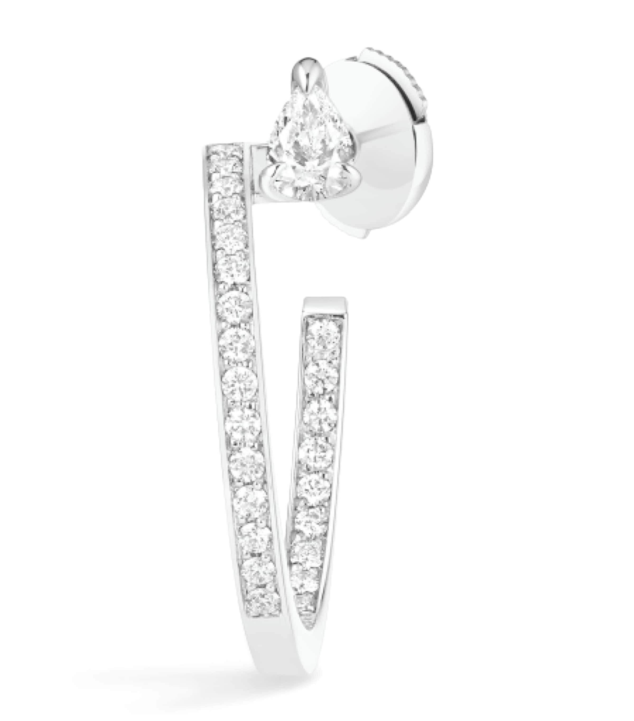 Repossi White Gold and Diamond Serti Sur Vide Single Hoop Earring White Gold