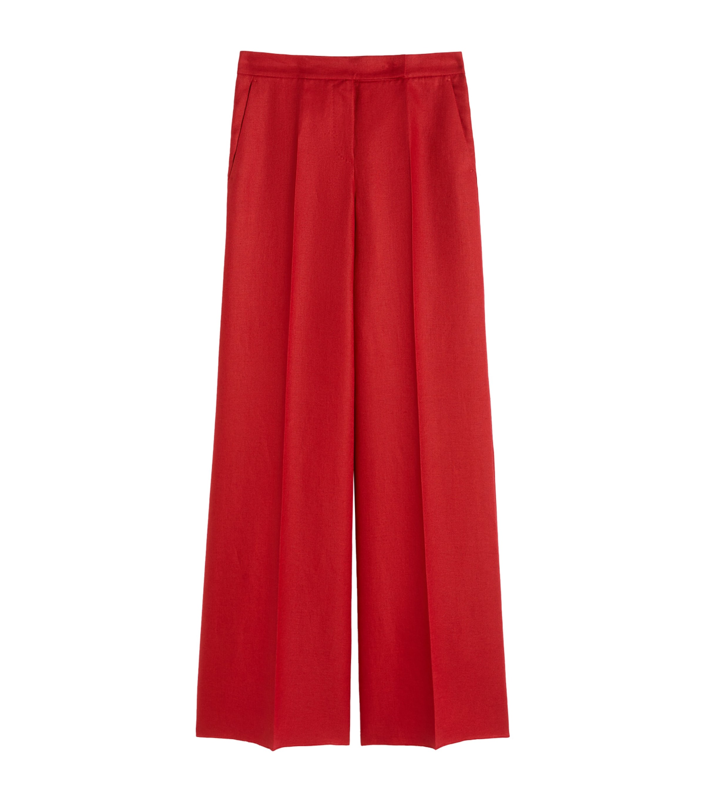 Max Mara Womens Linen Wide-Leg Trousers Red