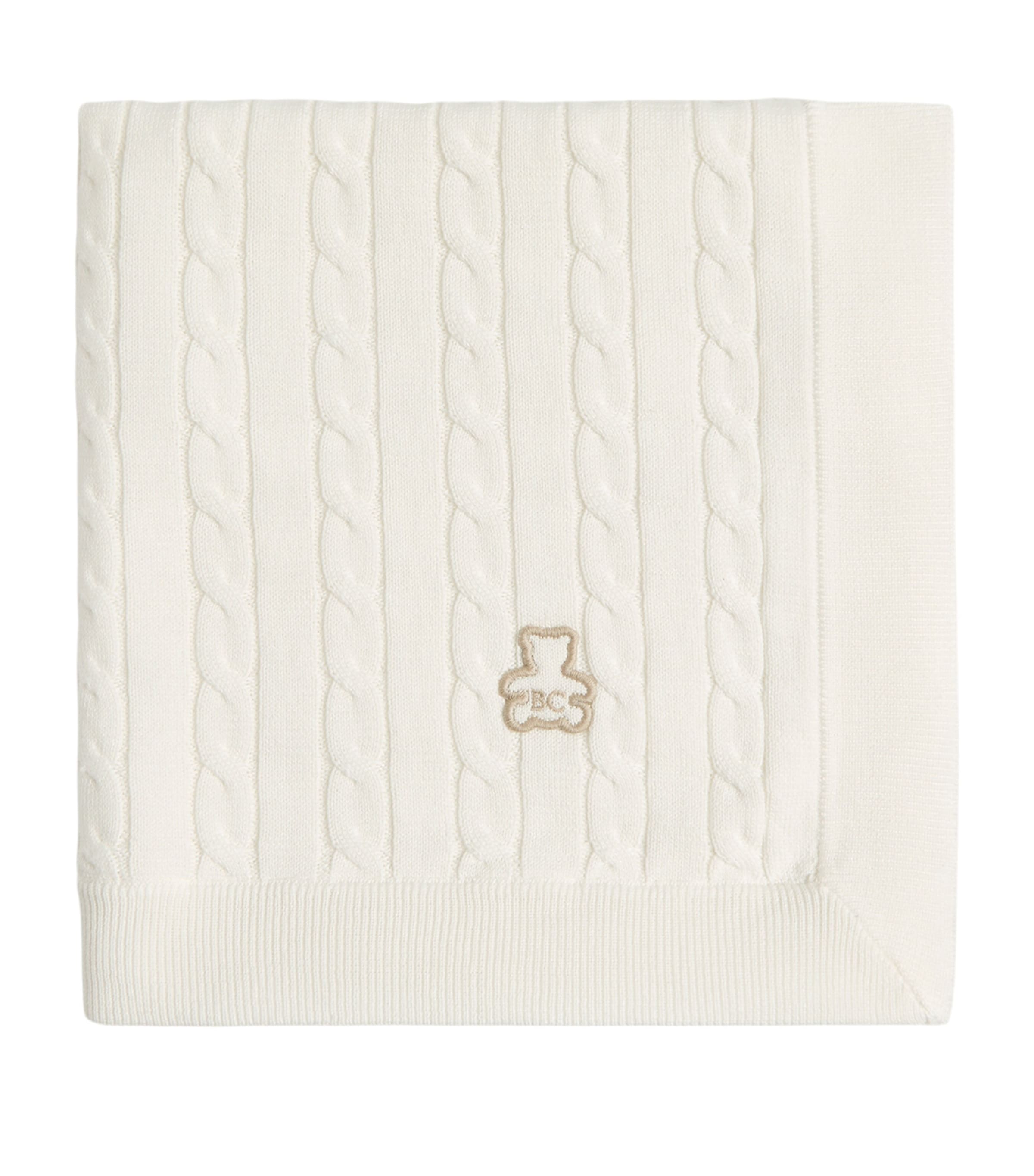 Brunello Cucinelli Kids Cotton Cable-Knit Bernie Blanket