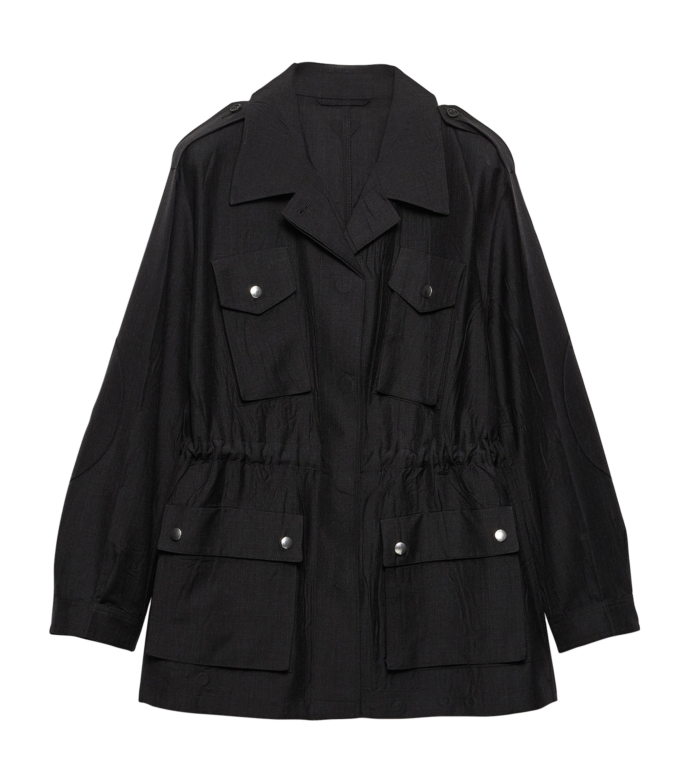 Prada Womens Kid Mohair-Virgin Wool Garment-Dyed Field Jacket