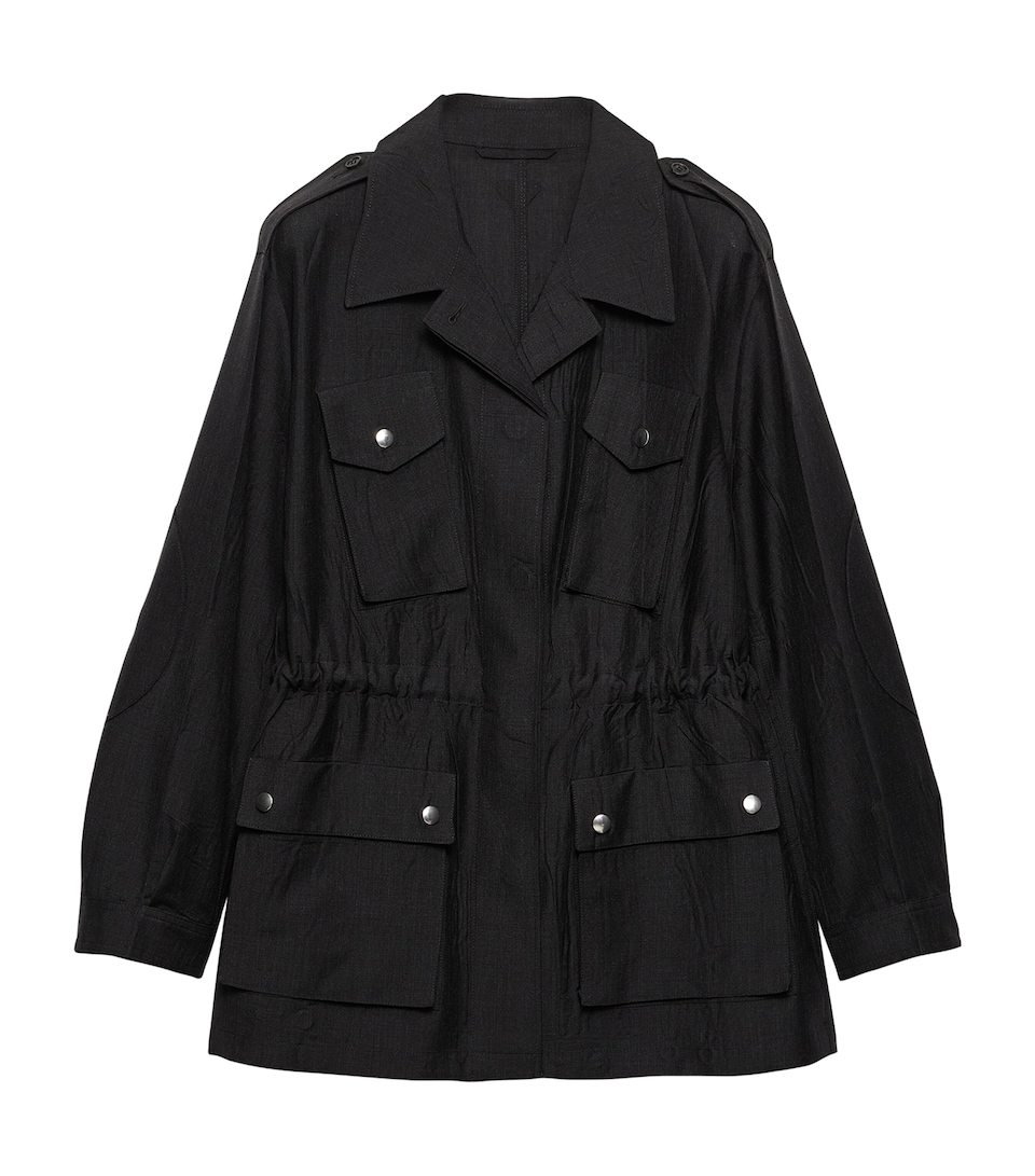 Prada Womens Kid Mohair-Virgin Wool Field Jacket