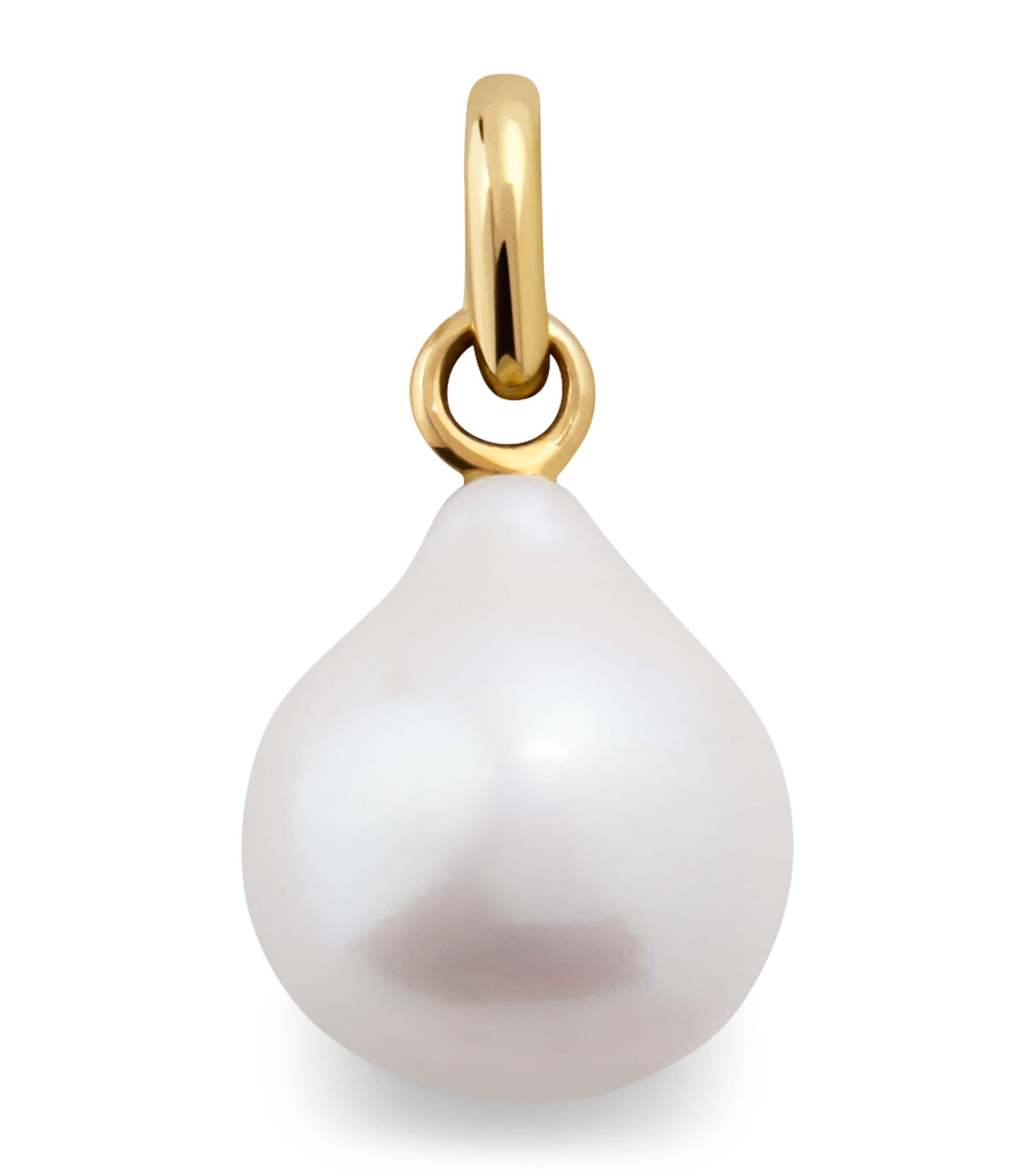 Monica Vinader Small Gold Vermeil and Baroque Pearl Pendant Charm White