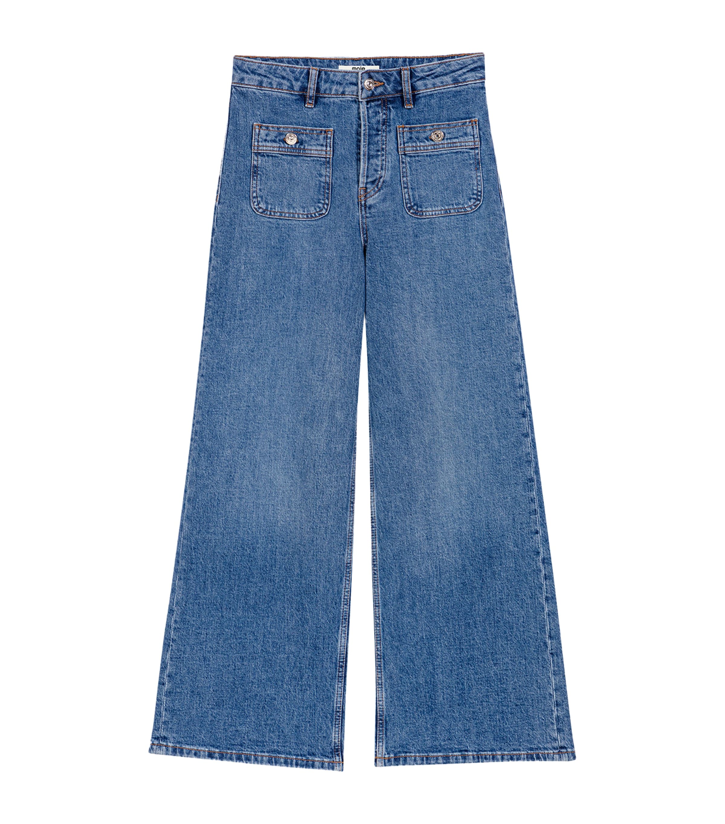 Maje Womens Stretch Wide-Leg Jeans Blue