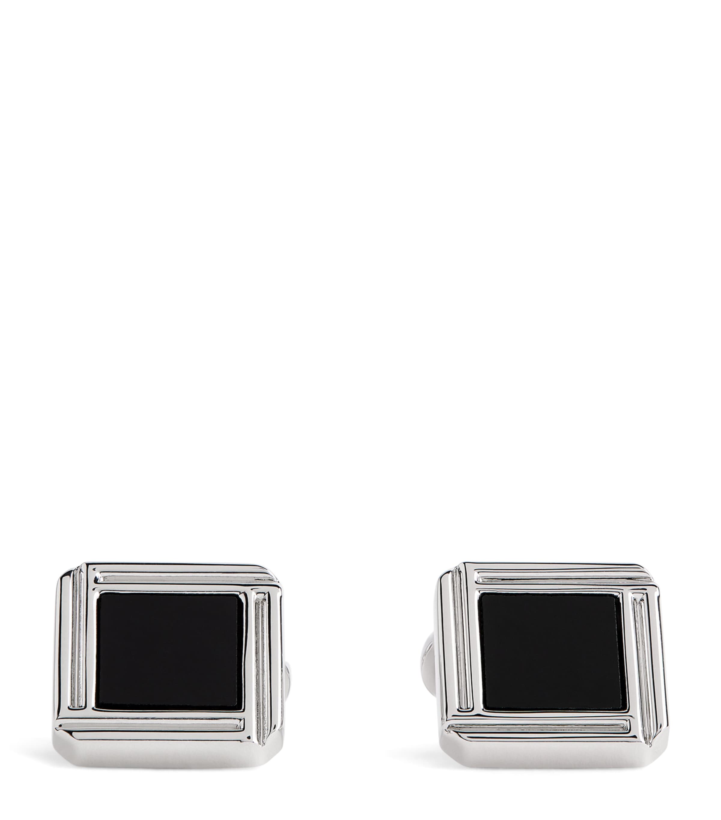Rhodium-Plated Celtic Onyx Cufflinks