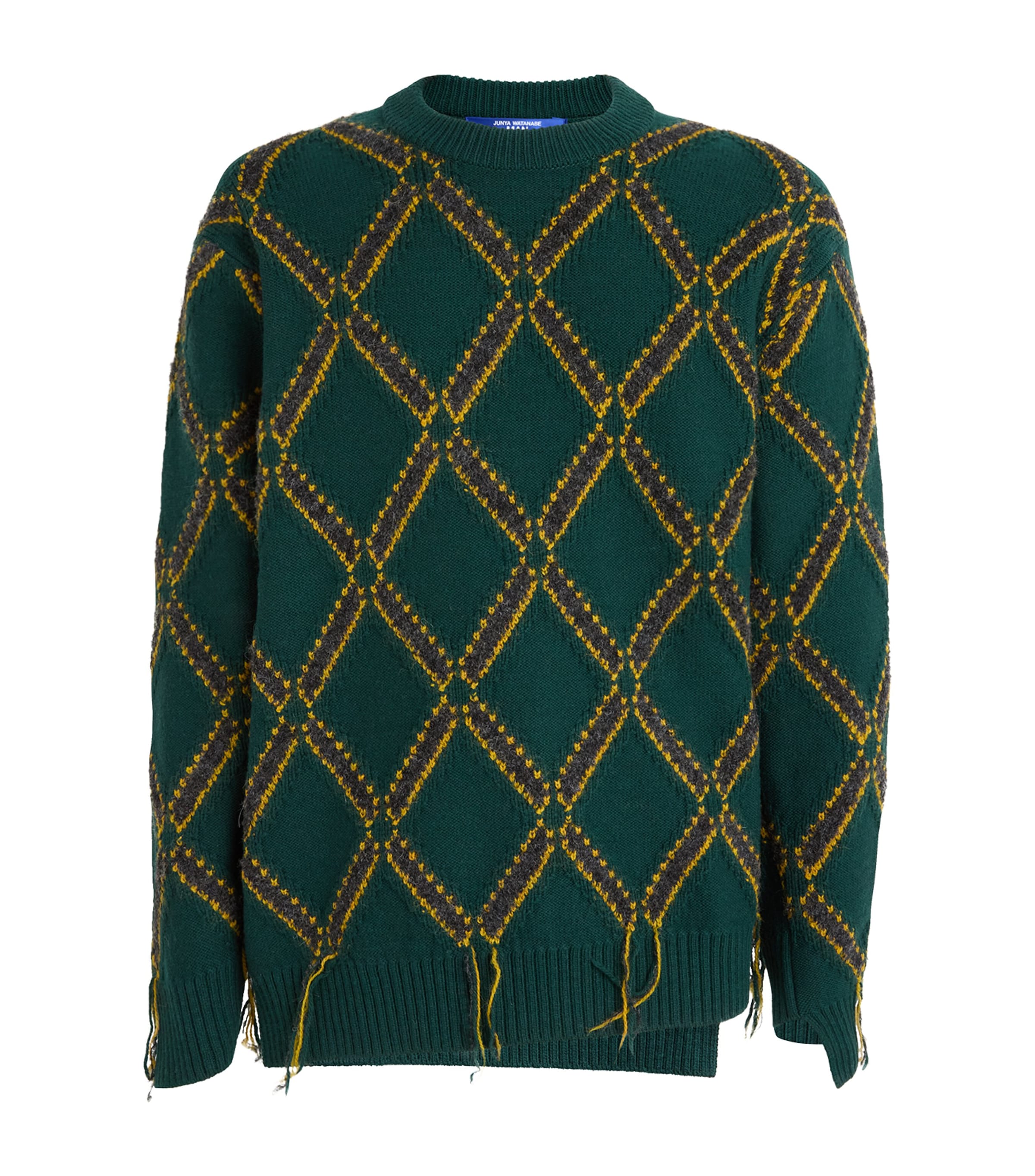 Junya Watanabe MAN Mens Wool Intarsia Sweater Green