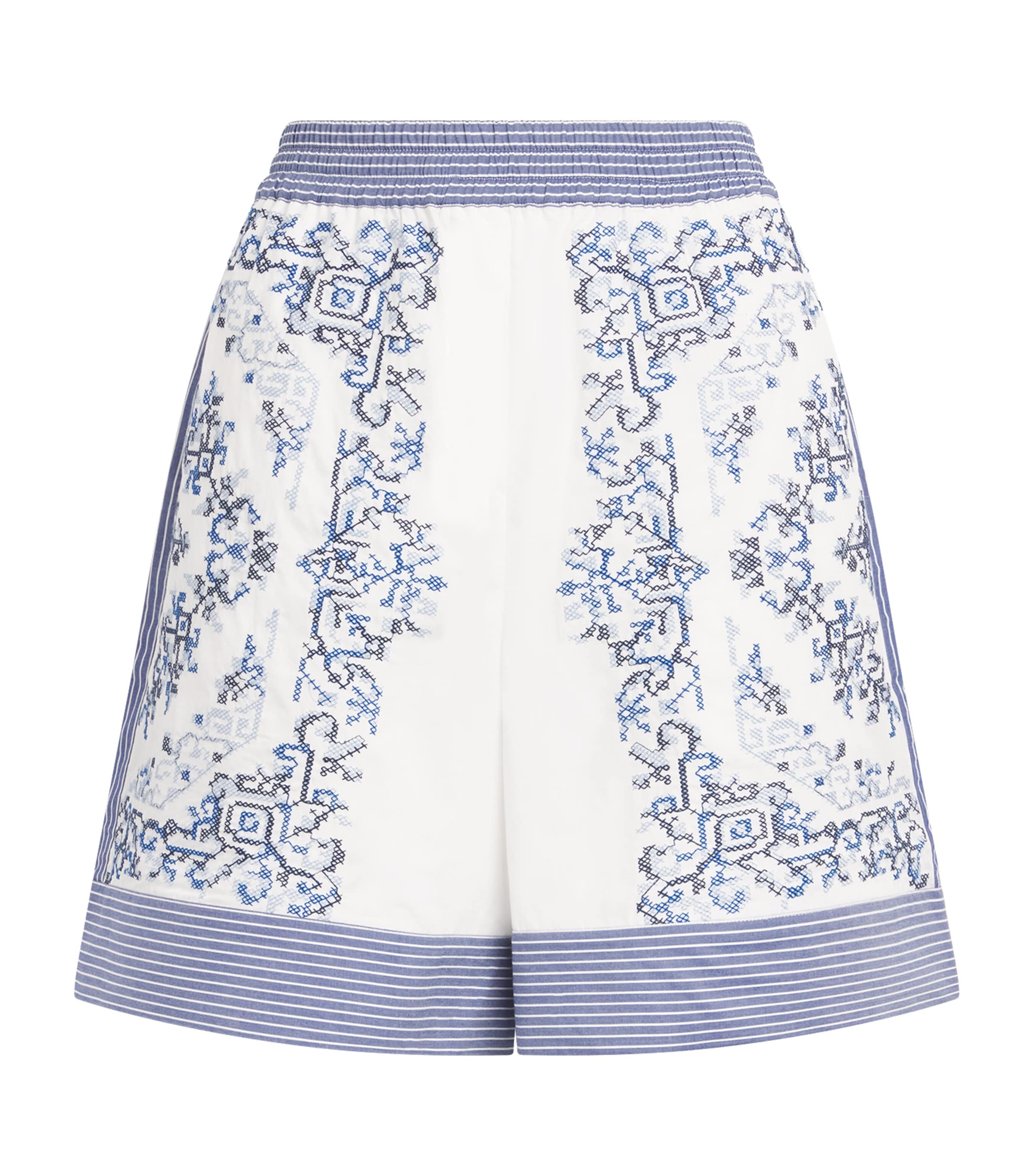 Claudie Pierlot Womens Cotton Cross-Stitch Shorts Dual Color