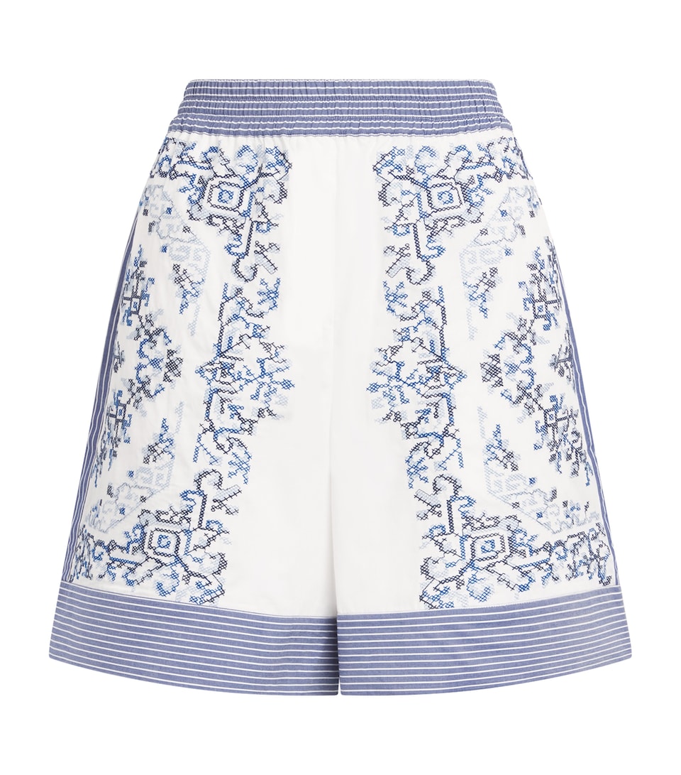 Claudie Pierlot Womens Cotton Cross-Stitch Shorts Dual Color
