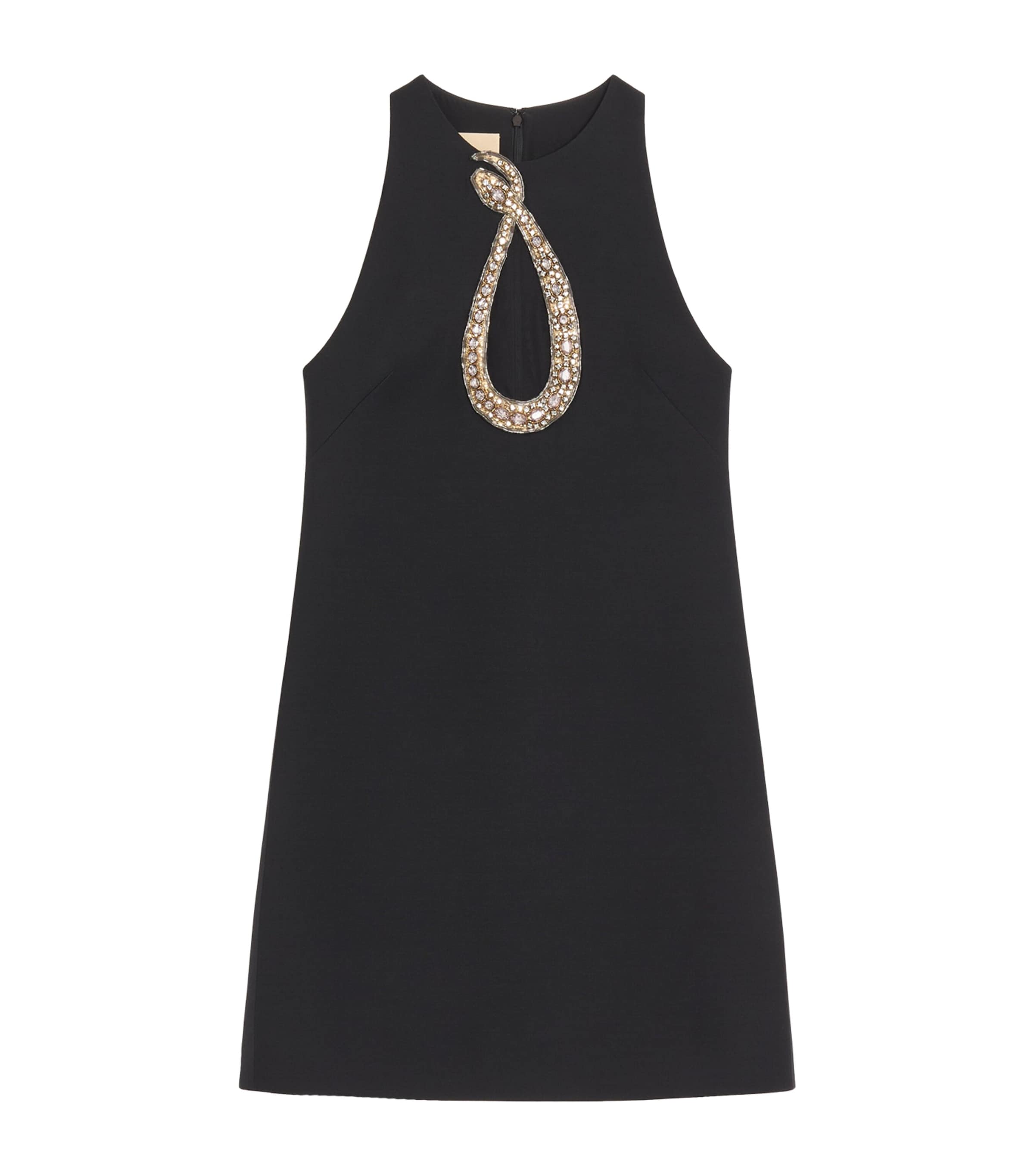 Embellished Crepe Snake Mini Dress