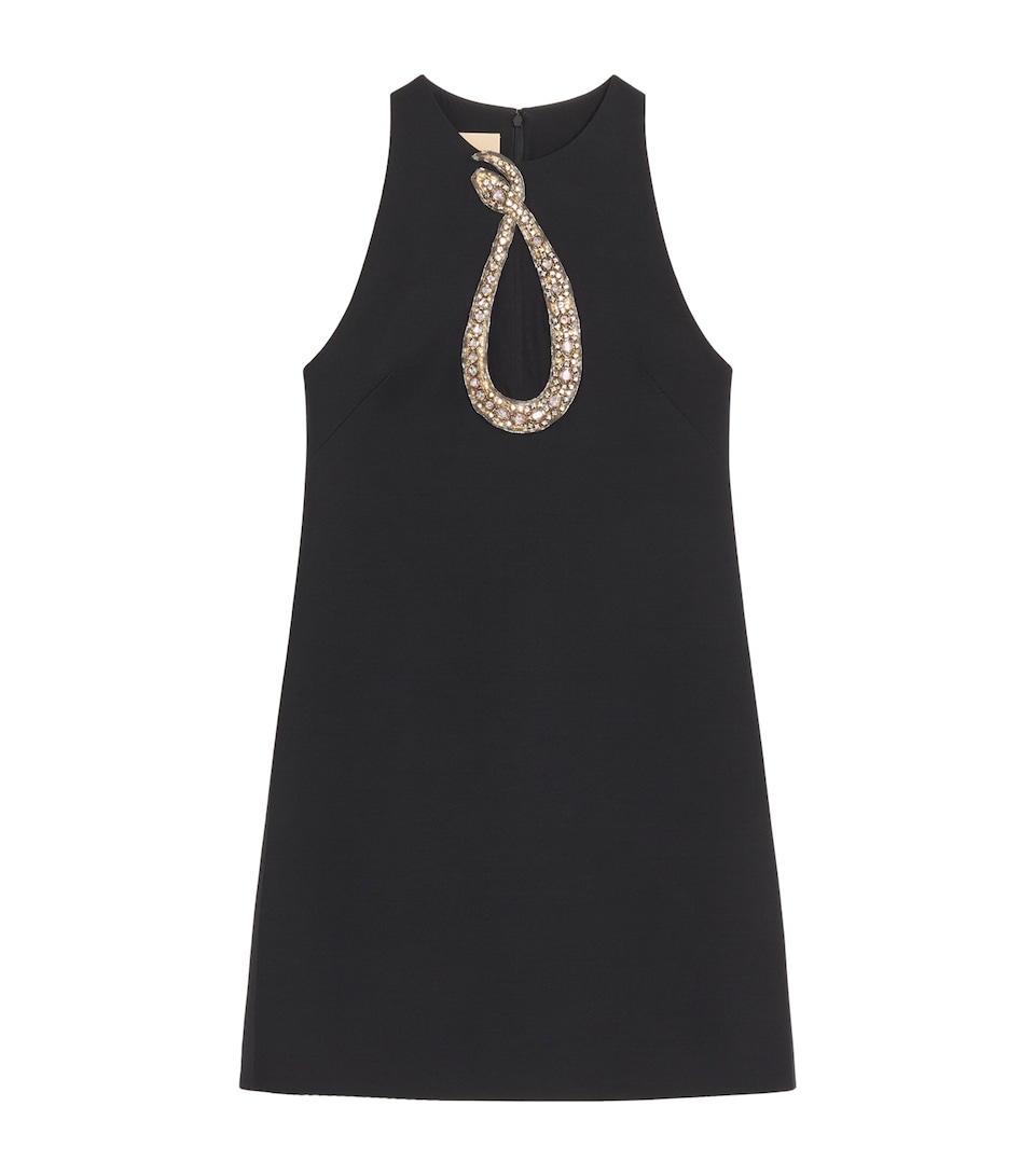 Embellished Crepe Snake Mini Dress
