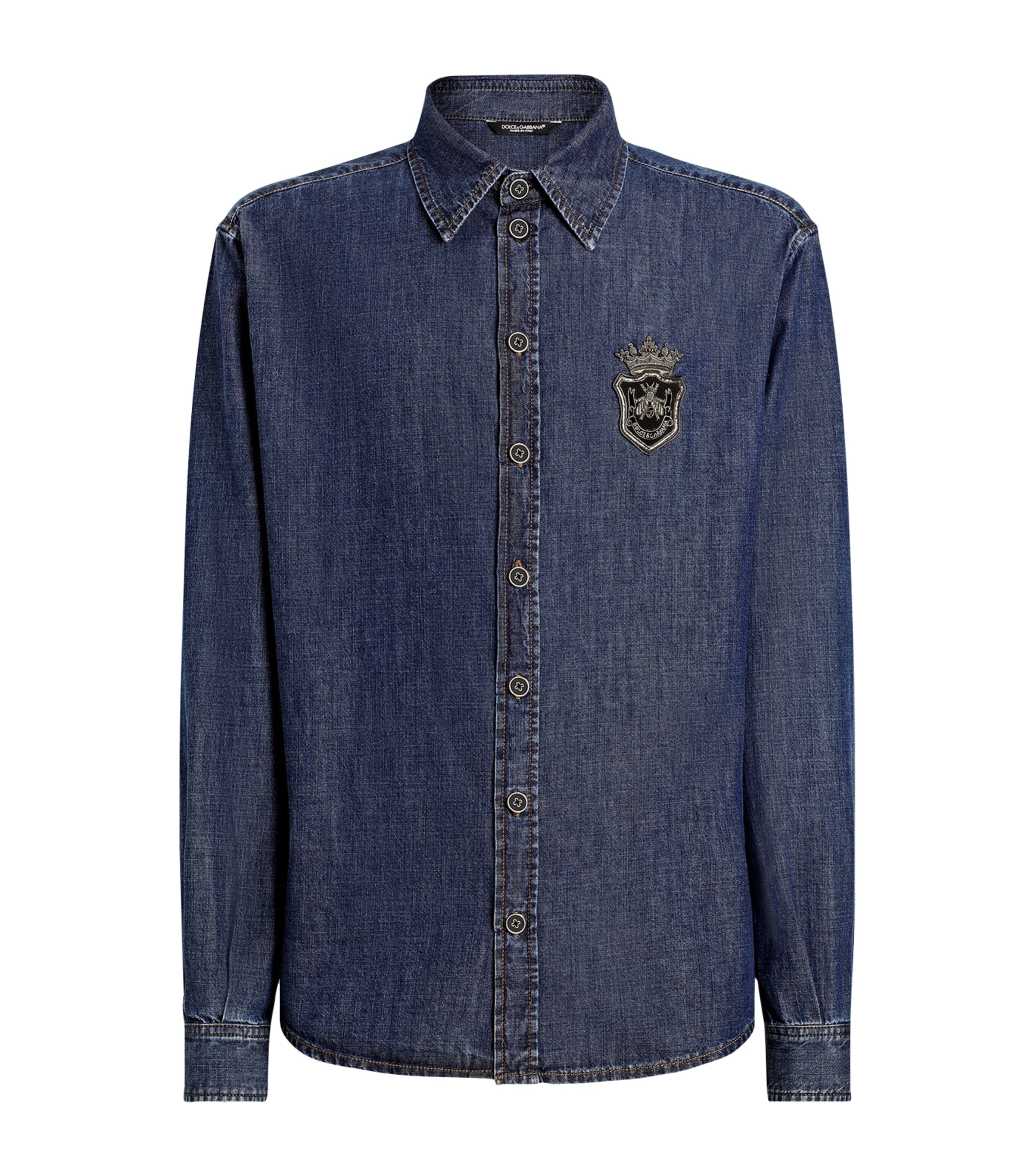 Denim Embroidered Crest Shirt