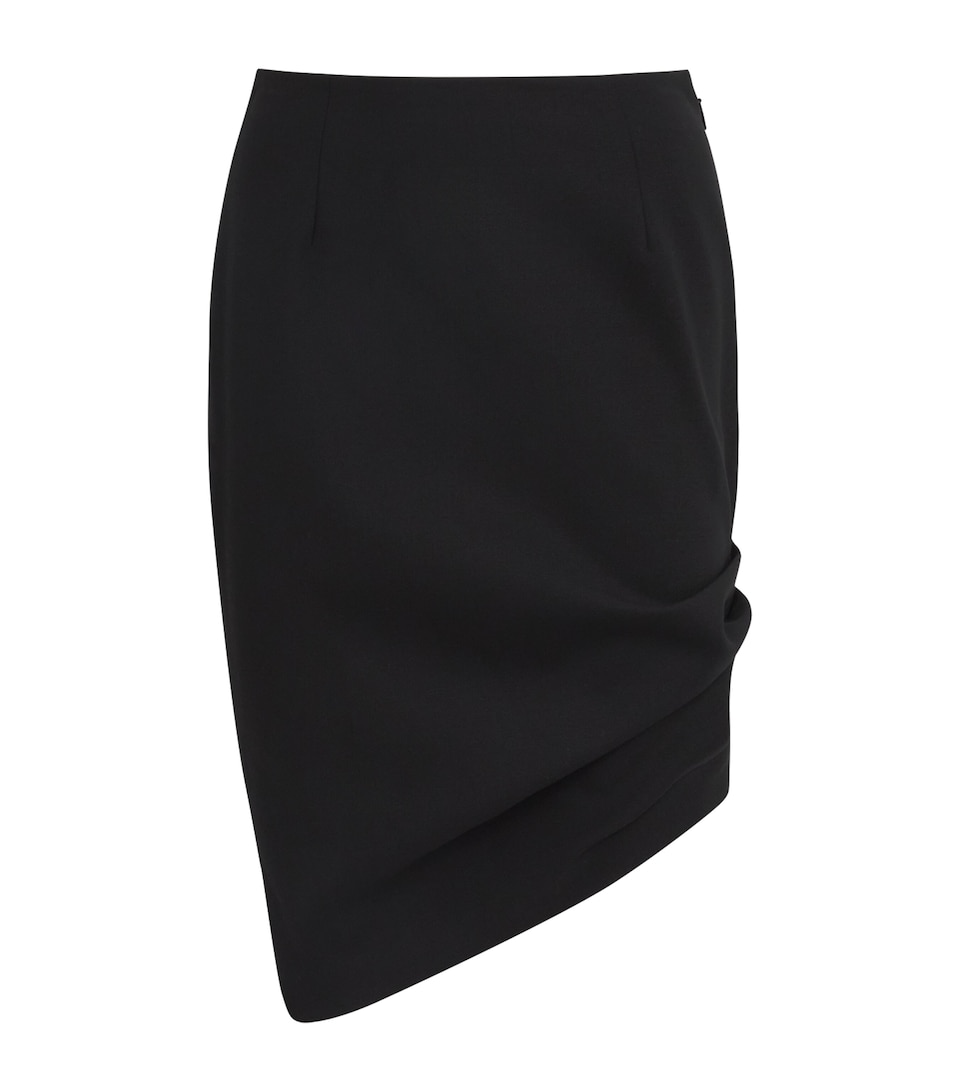Carolina Herrera Womens Stretch-Wool Asymmetric Midi Skirt Black