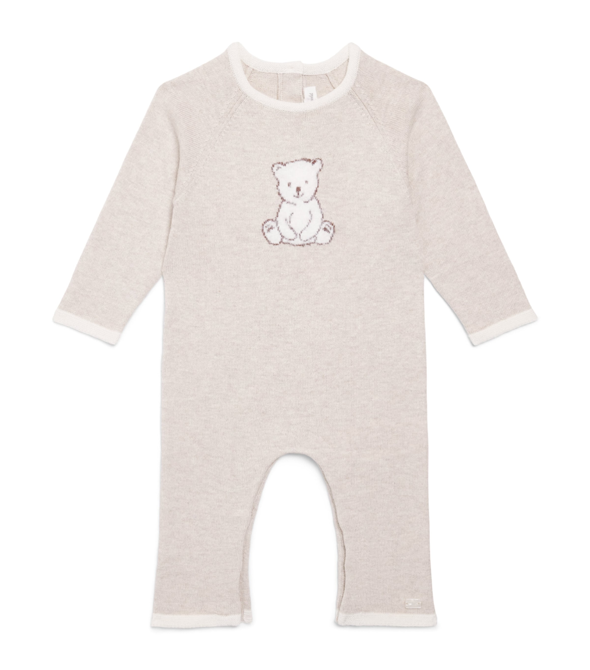Tartine et Chocolat Cotton-Cashmere Polar Bear Playsuit (1-24 Months) Chiné