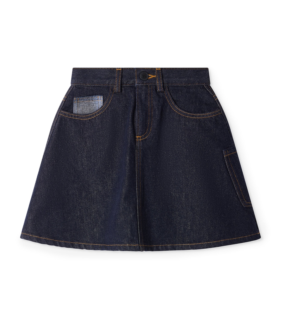 Bonpoint x Maison Kitsuné Denim Embroidered Mini Skirt (14 Years) Jean Fonce