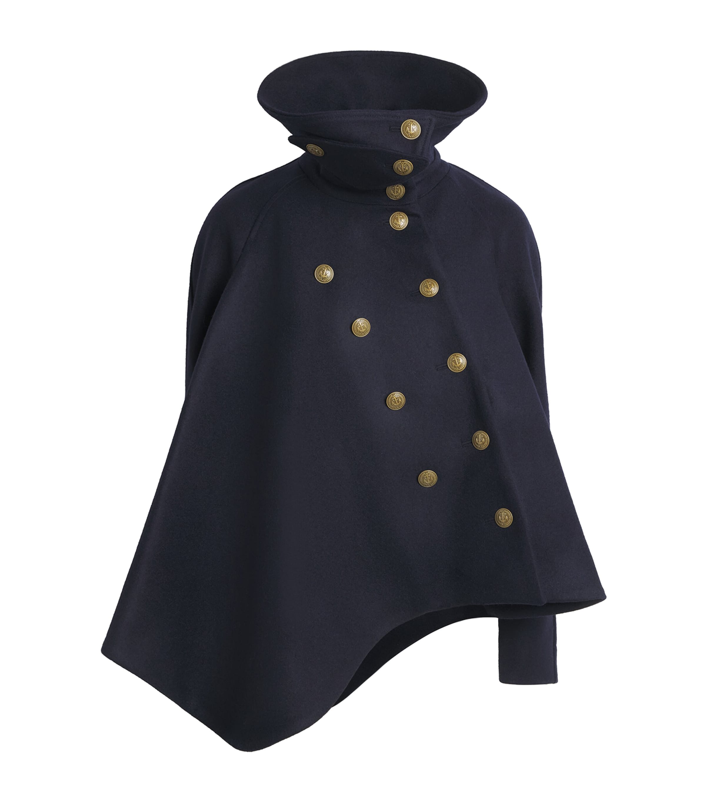 A.W.A.K.E. Mode Womens Wool Peplum Pea Coat Navy