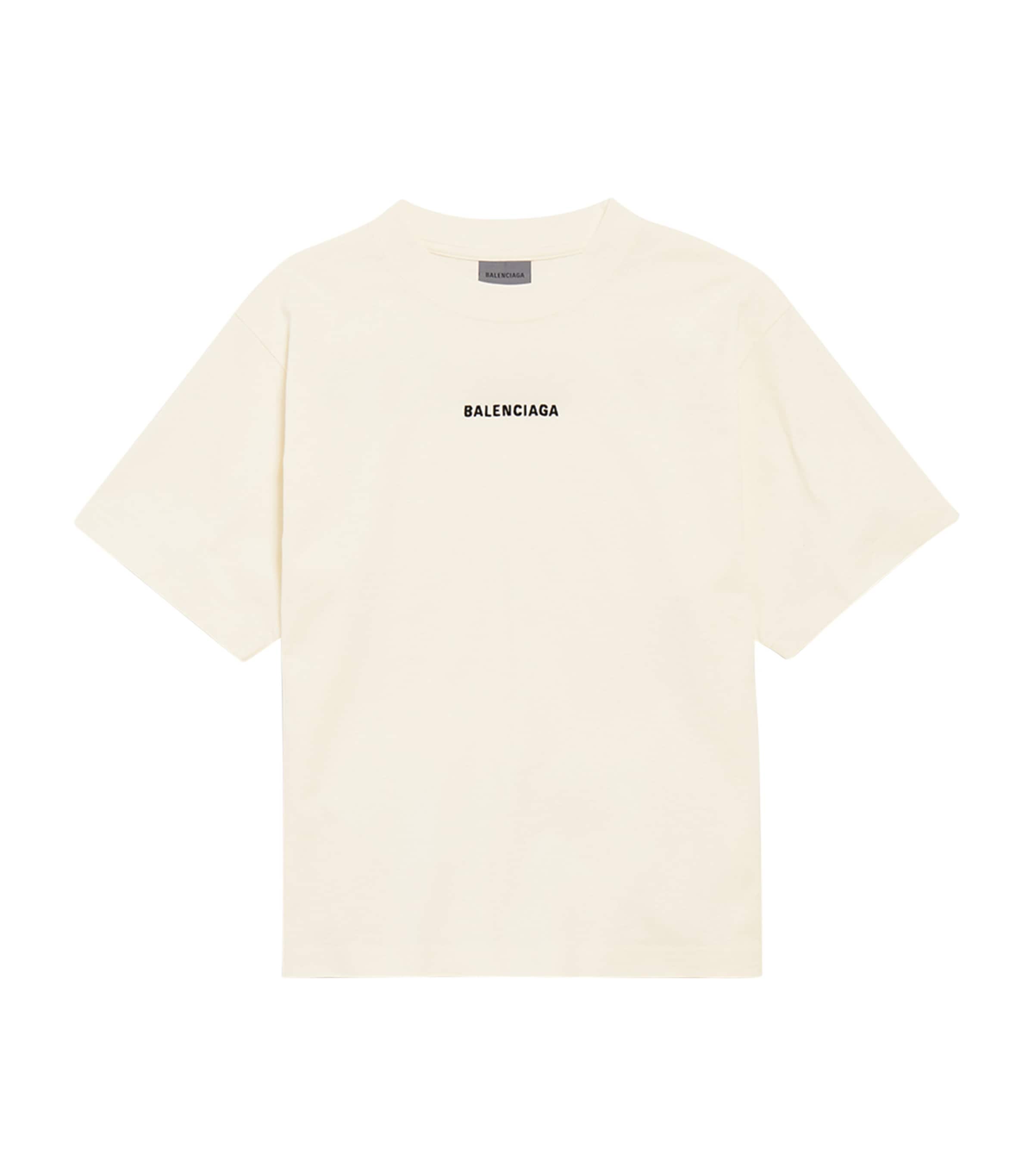 Balenciaga Womens Cotton Logo Cropped T-Shirt